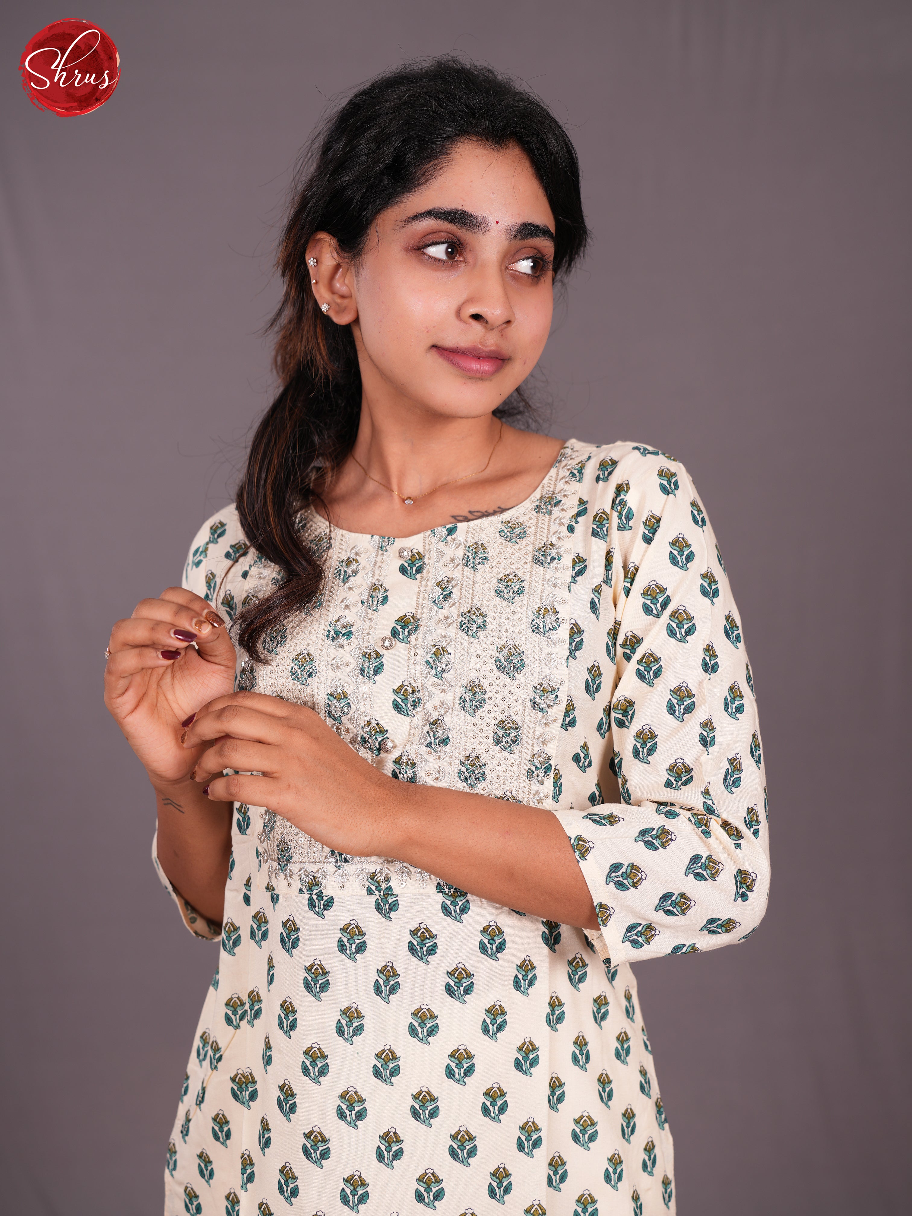 White- Block Printed Straight Readymade Kurti - Shop on ShrusEternity.com