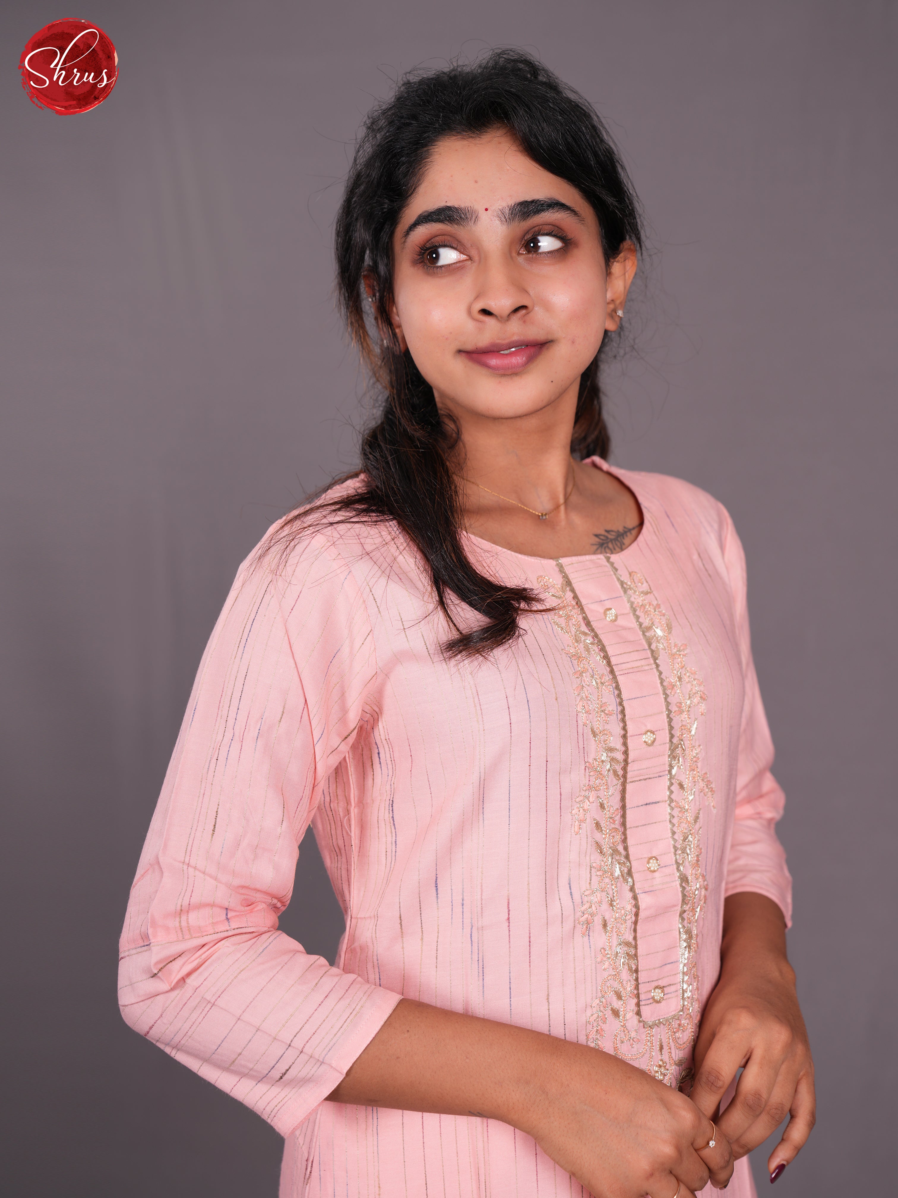 Pink - Embroidered Straight fit Readymade Kurti - Shop on ShrusEternity.com