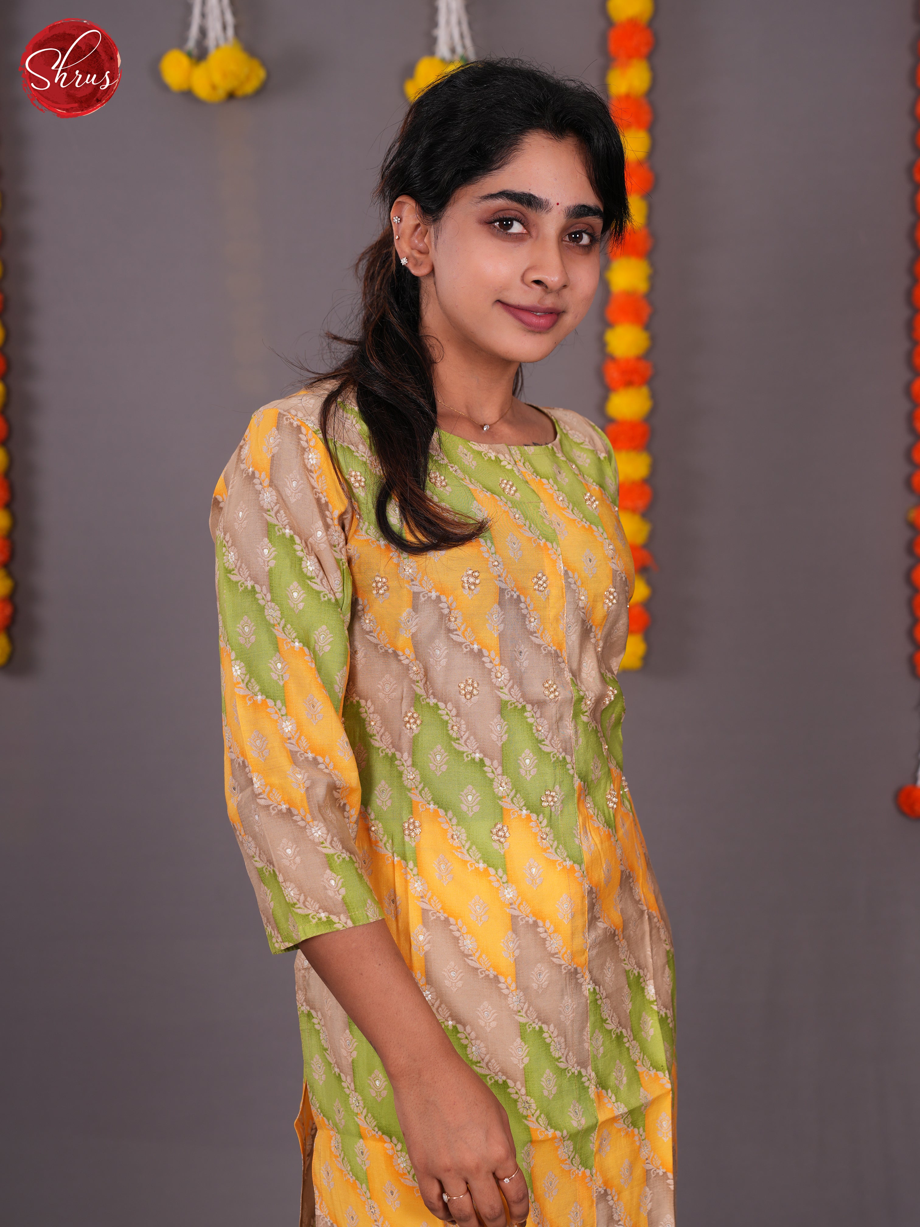 Green & Yellow - Sequin work Readymade Kurti - Shop on ShrusEternity.com