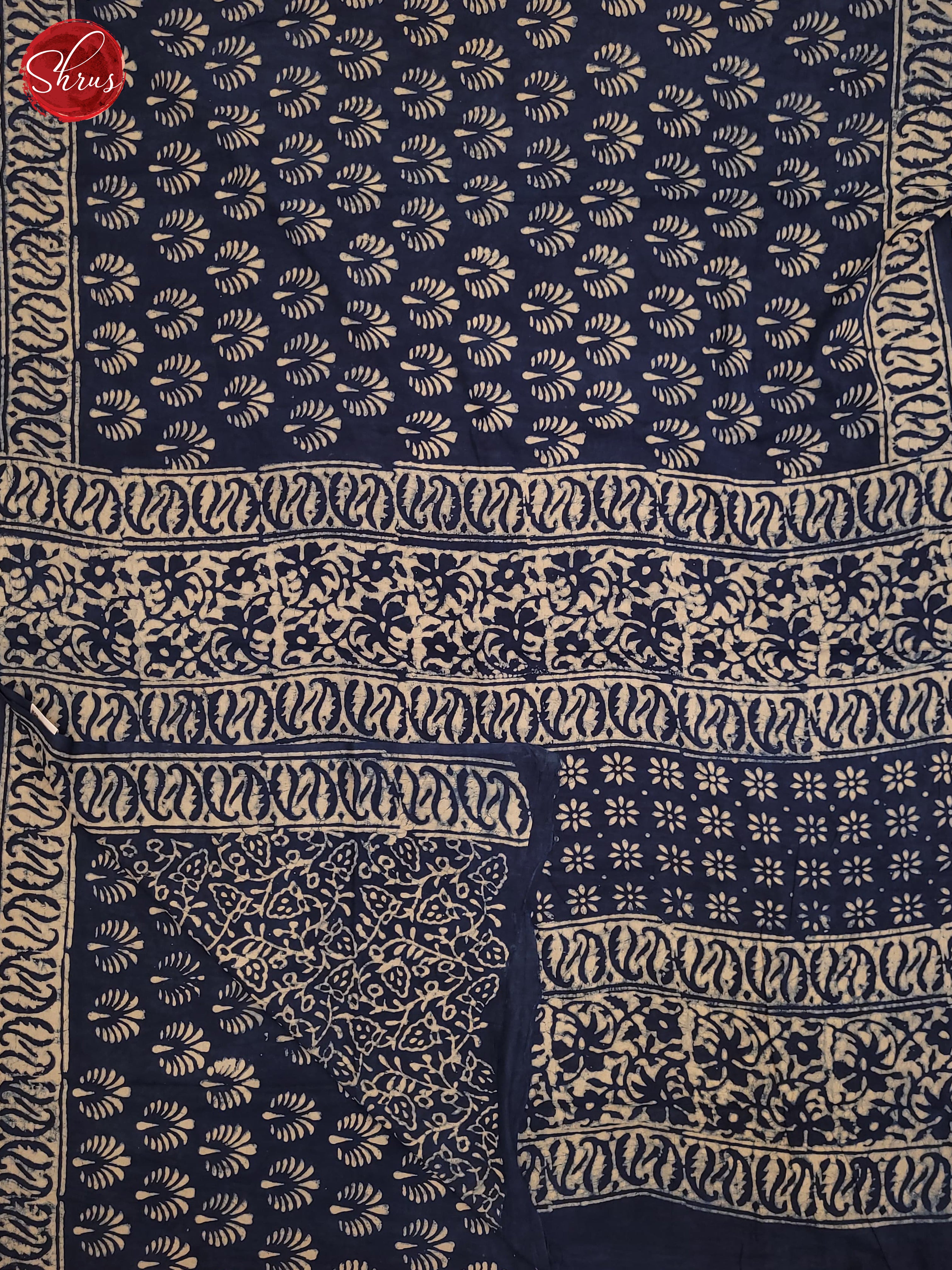 Dark Blue(Single Tone) - Jaipur cotton Saree - Shop on ShrusEternity.com