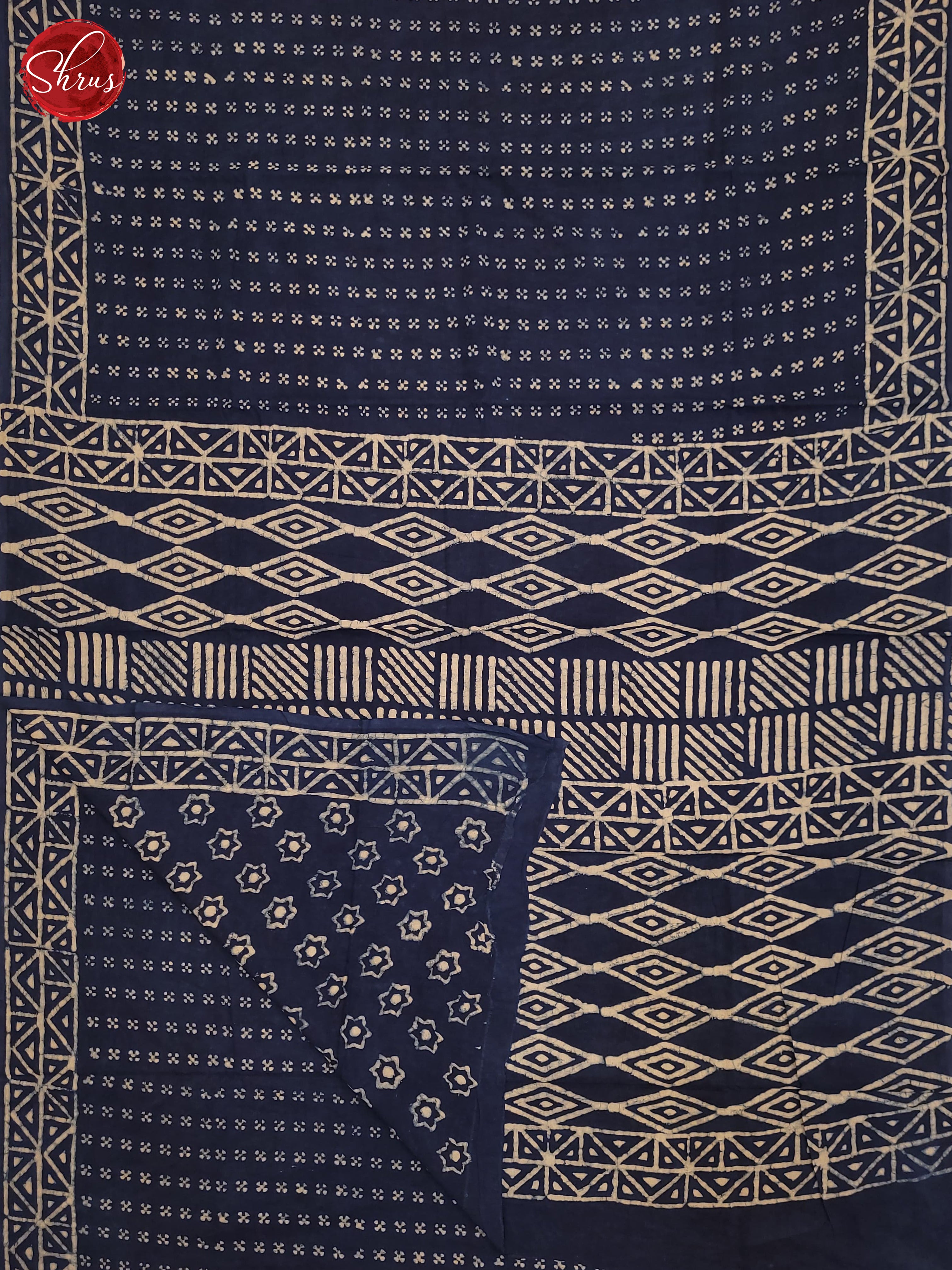 Dark Blue(Single Tone) - Jaipur cotton Saree - Shop on ShrusEternity.com