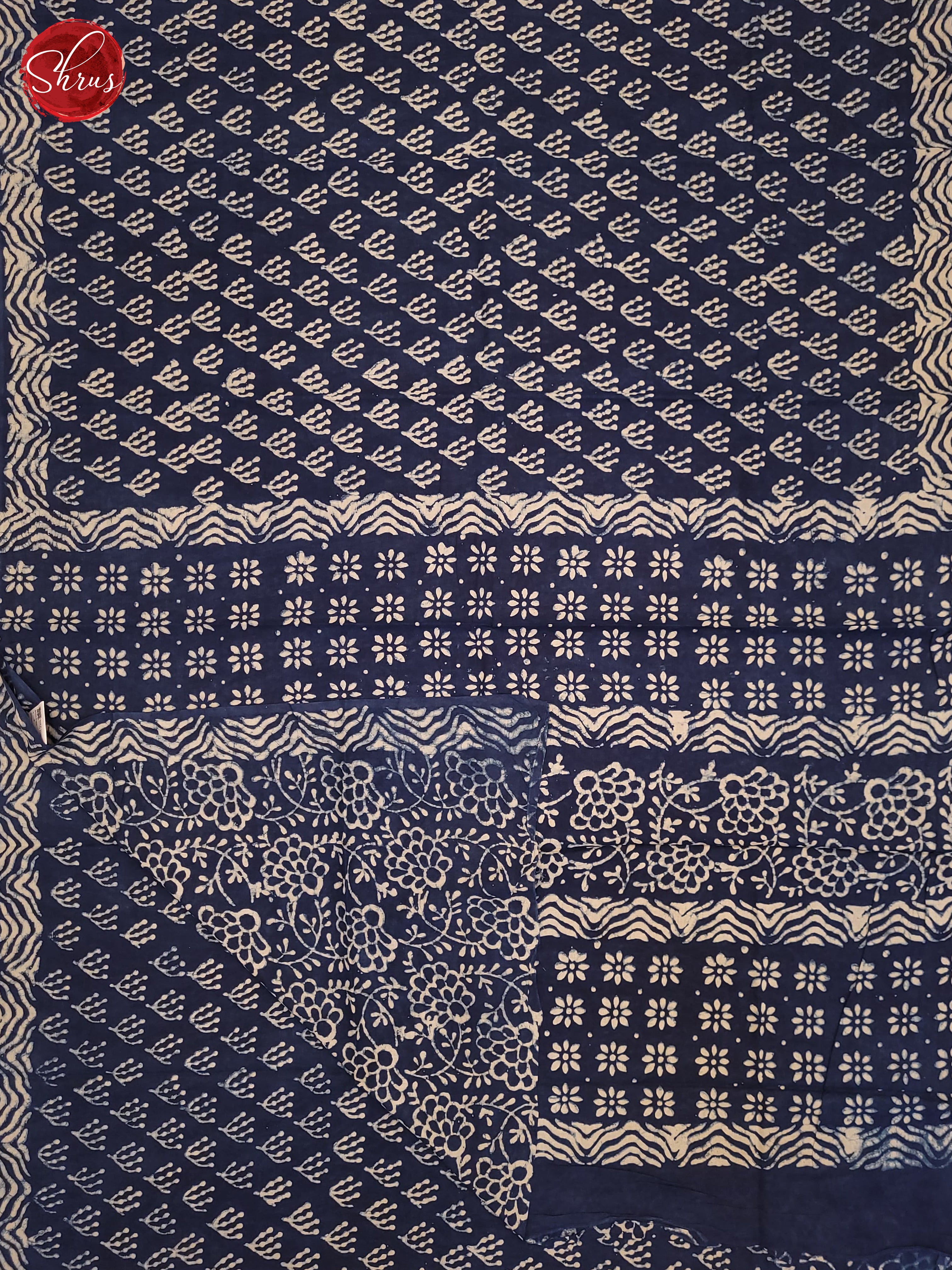 Dark Blue(Single Tone) - Jaipur cotton Saree - Shop on ShrusEternity.com