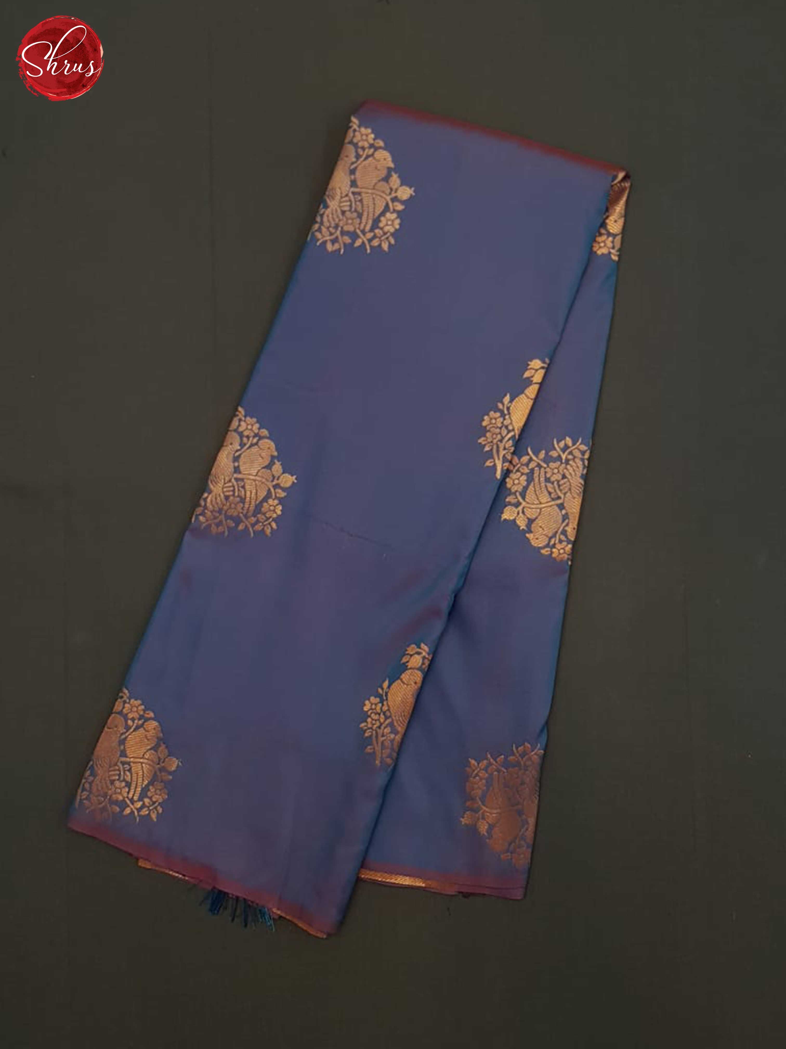 Double Shaded Bluish Wine And Wine-Semi soft silk saree - Shop on ShrusEternity.com
