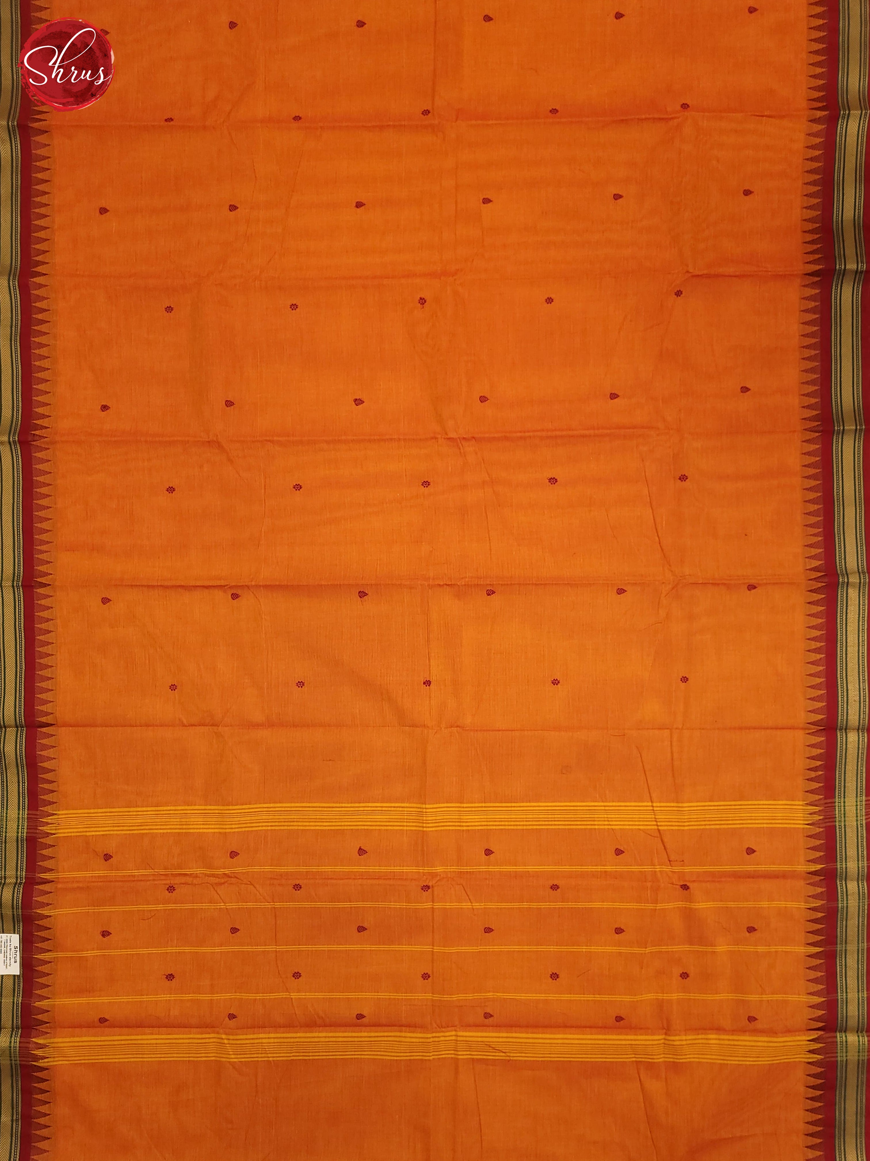 Orange &  Red  - Chettinad Cotton Saree - Shop on ShrusEternity.com