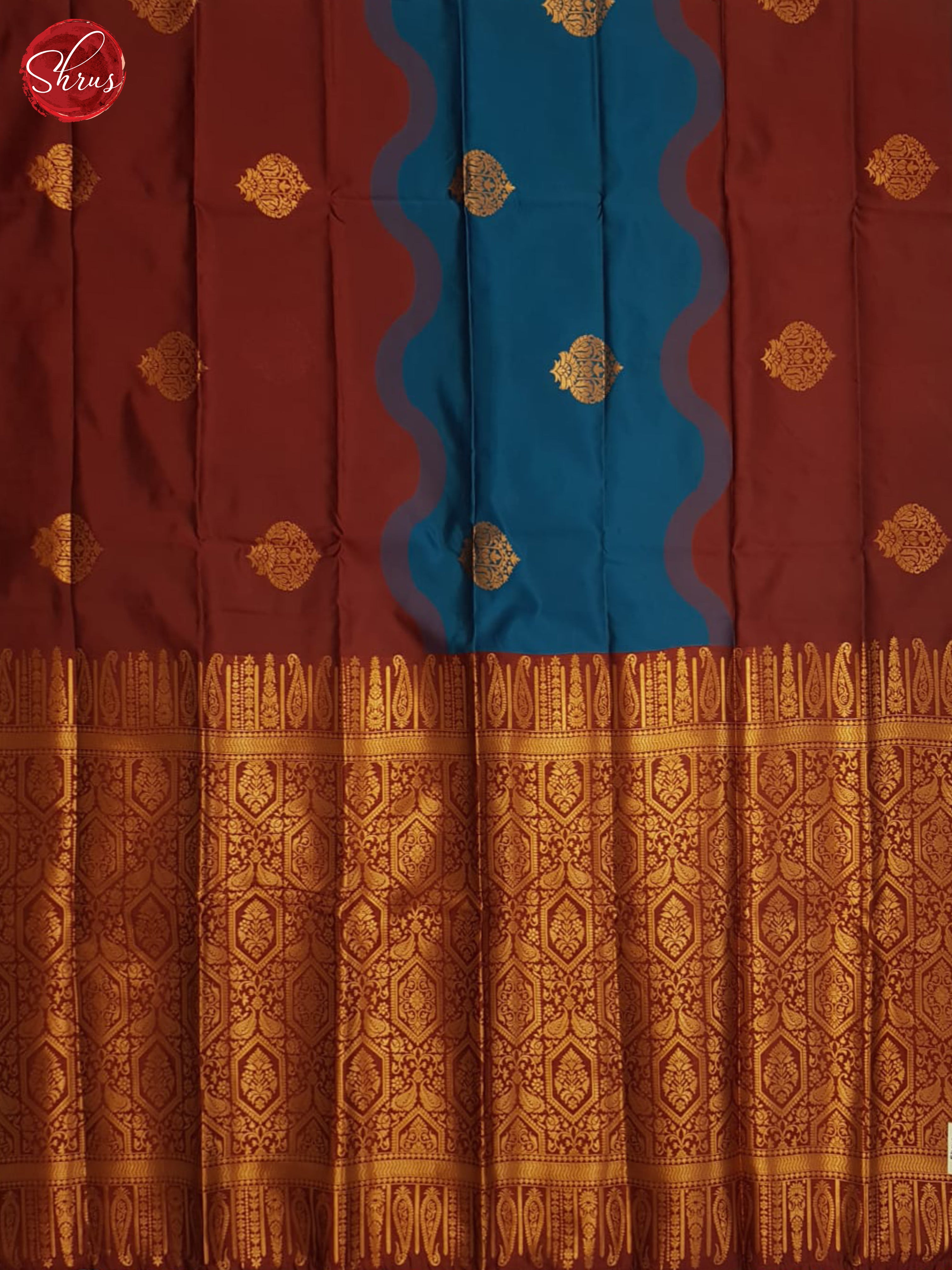 Blue And Arakku Maroon-Semi soft silk saree - Shop on ShrusEternity.com