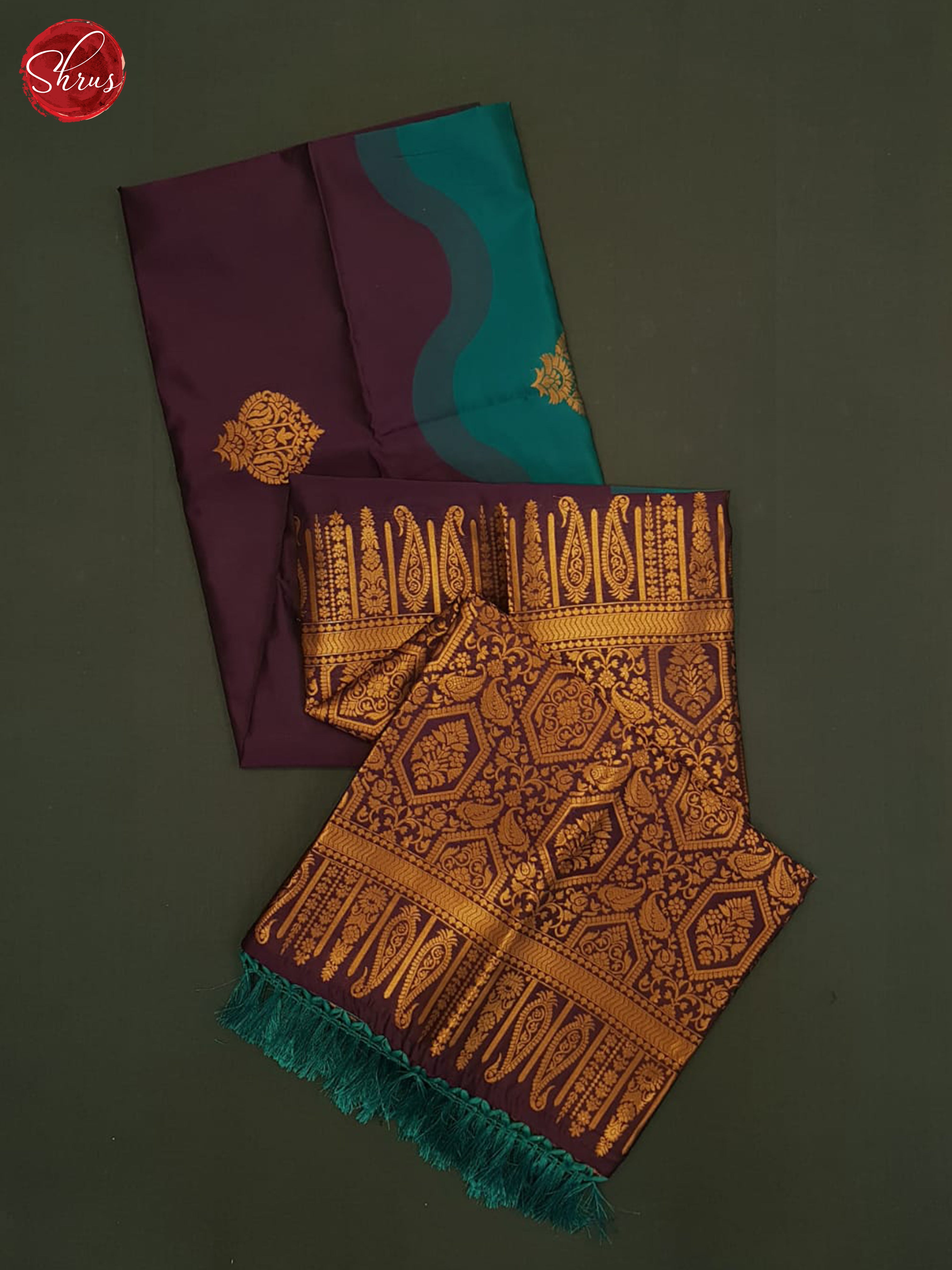 Peacock Neck And Wine- Semi Soft Silk saree - Shop on ShrusEternity.com