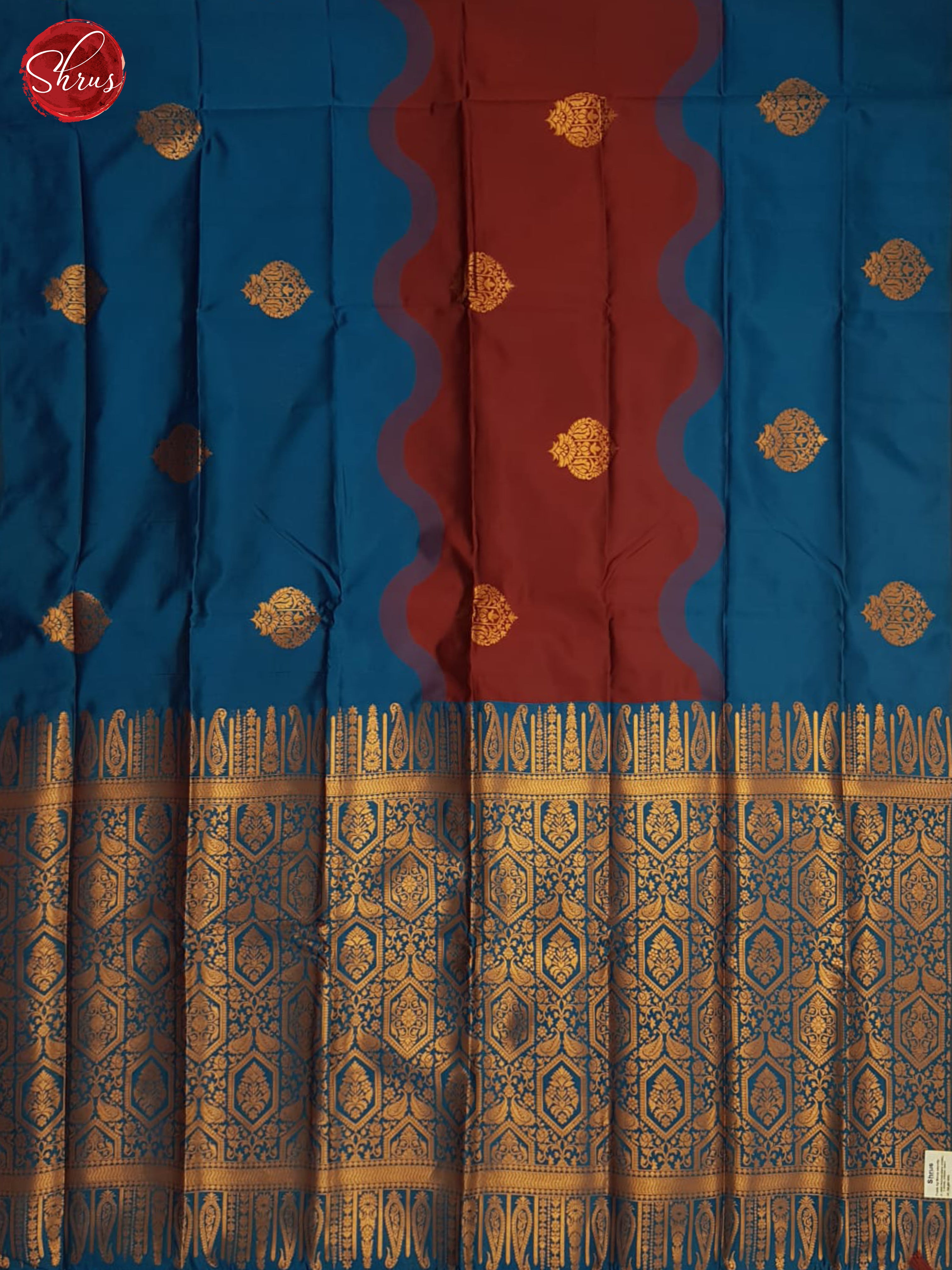 Blue And Arakku Maroon- Semi soft Silk saree - Shop on ShrusEternity.com