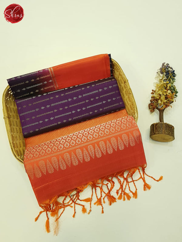 Purple & Orange- Soft silk Saree - Shop on ShrusEternity.com