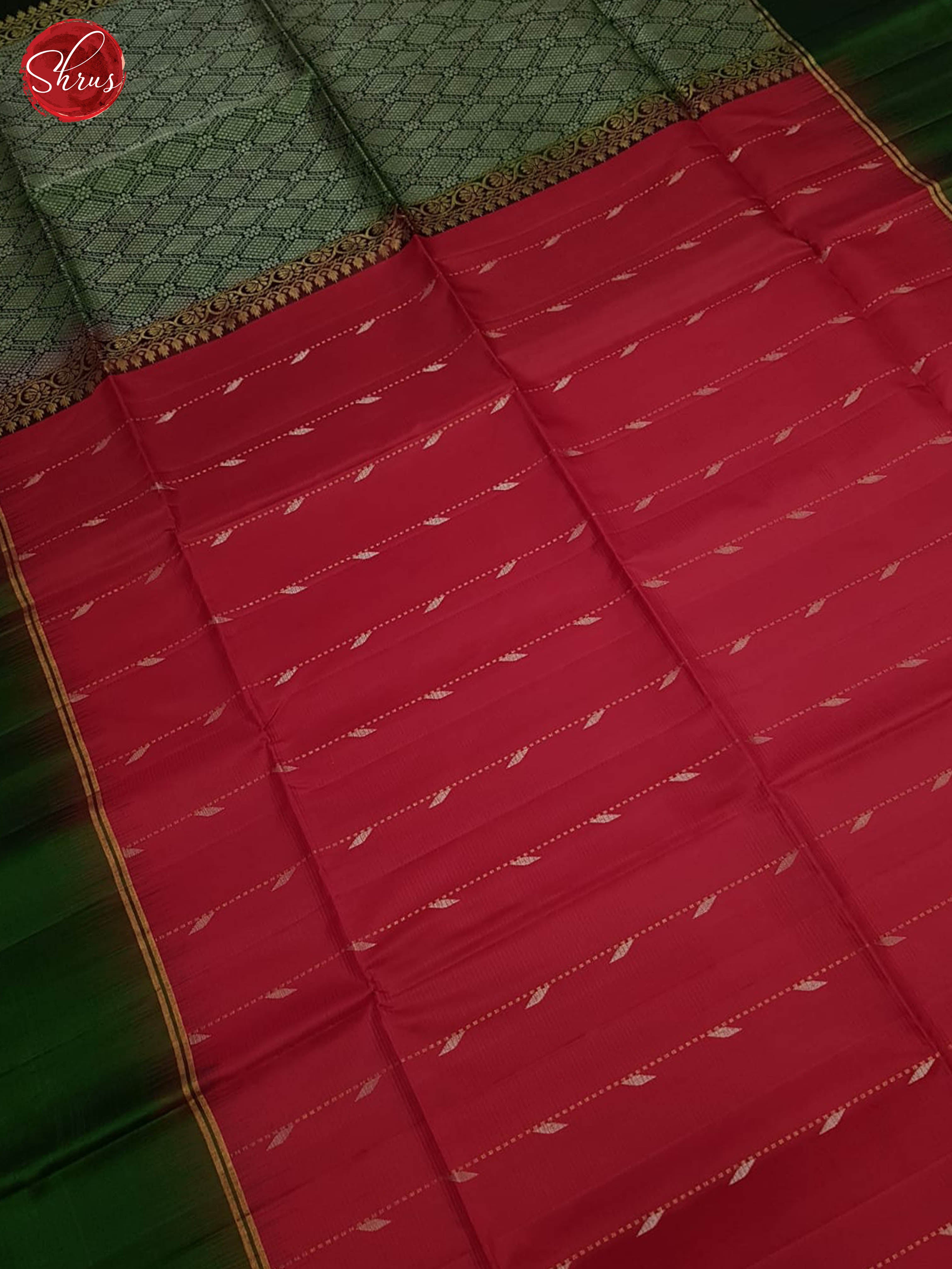 Red And Green-Soft silk saree - Shop on ShrusEternity.com