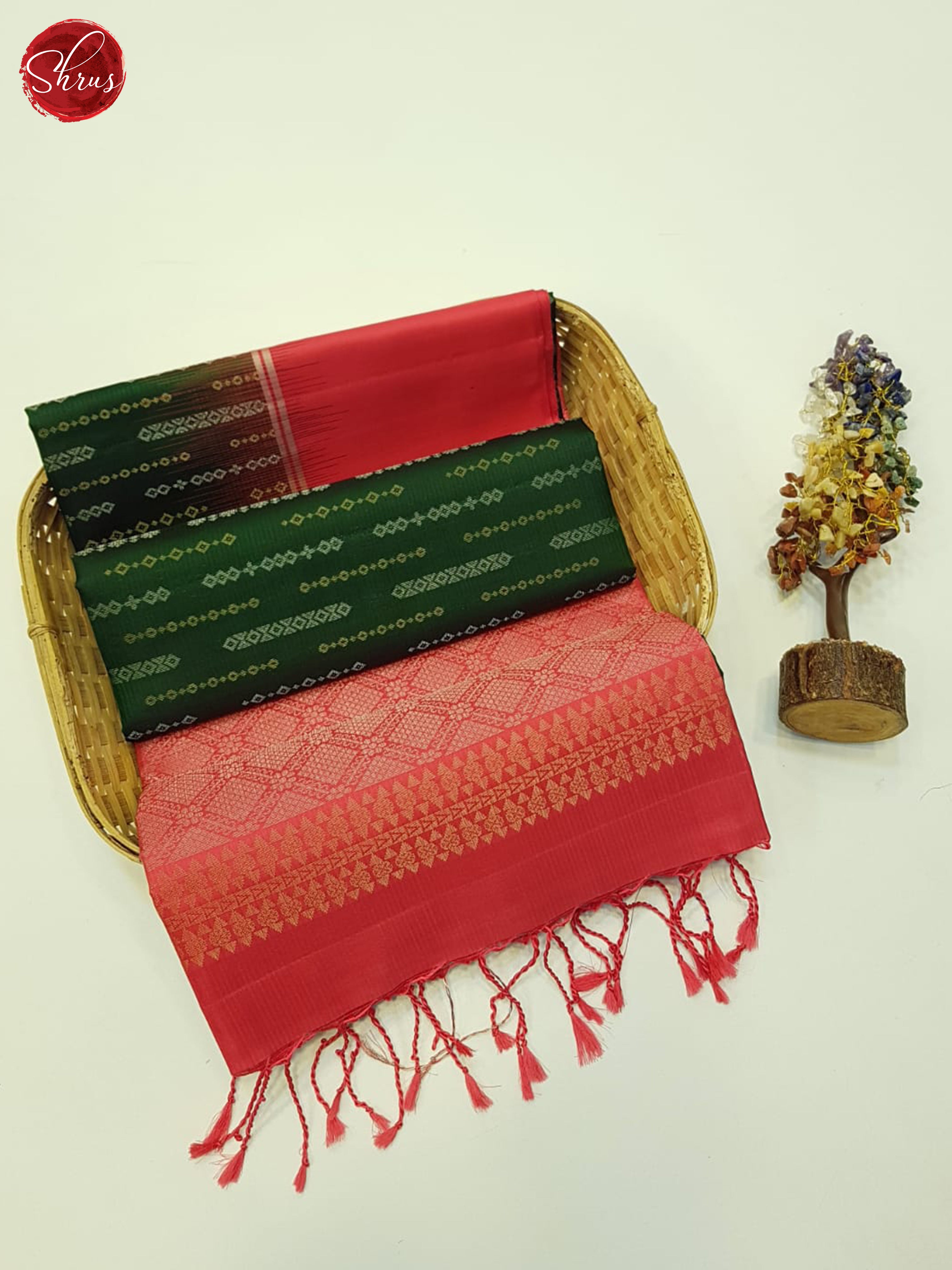 Green & Pink -  Soft silk Saree - Shop on ShrusEternity.com