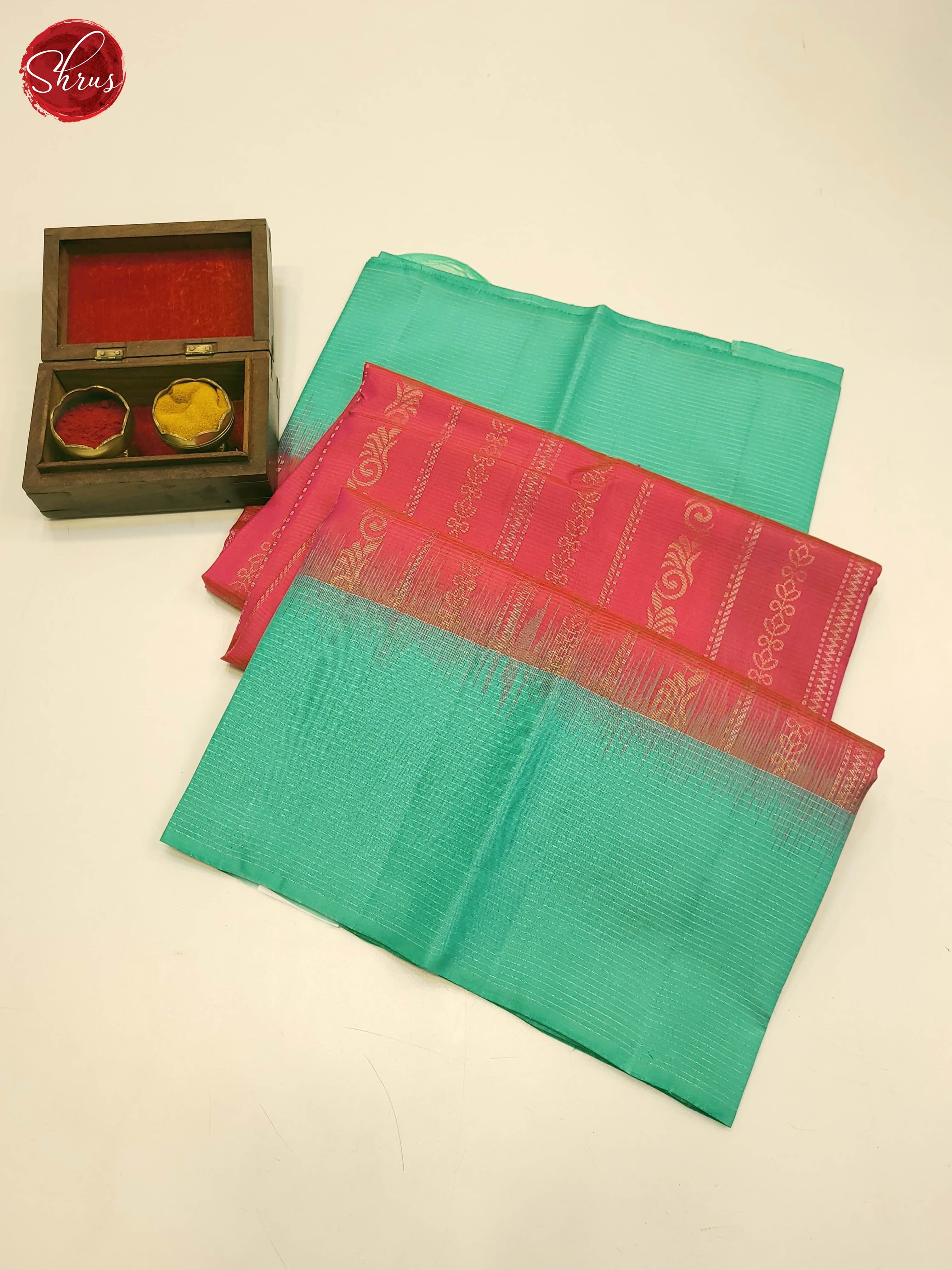 Pink and Teal Blue-Soft Silk saree - Shop on ShrusEternity.com