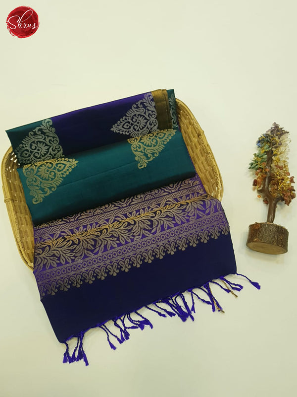 Peacock Blue & Blue  - Soft silk Saree - Shop on ShrusEternity.com