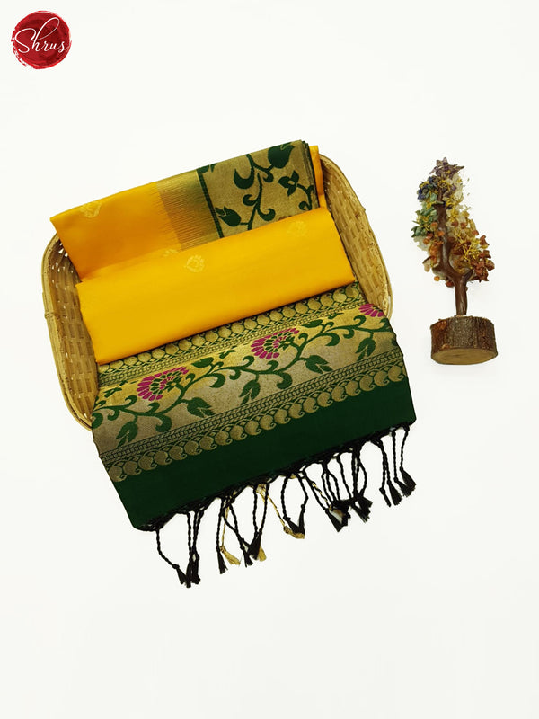 Yellow & Green - Soft silk Saree - Shop on ShrusEternity.com