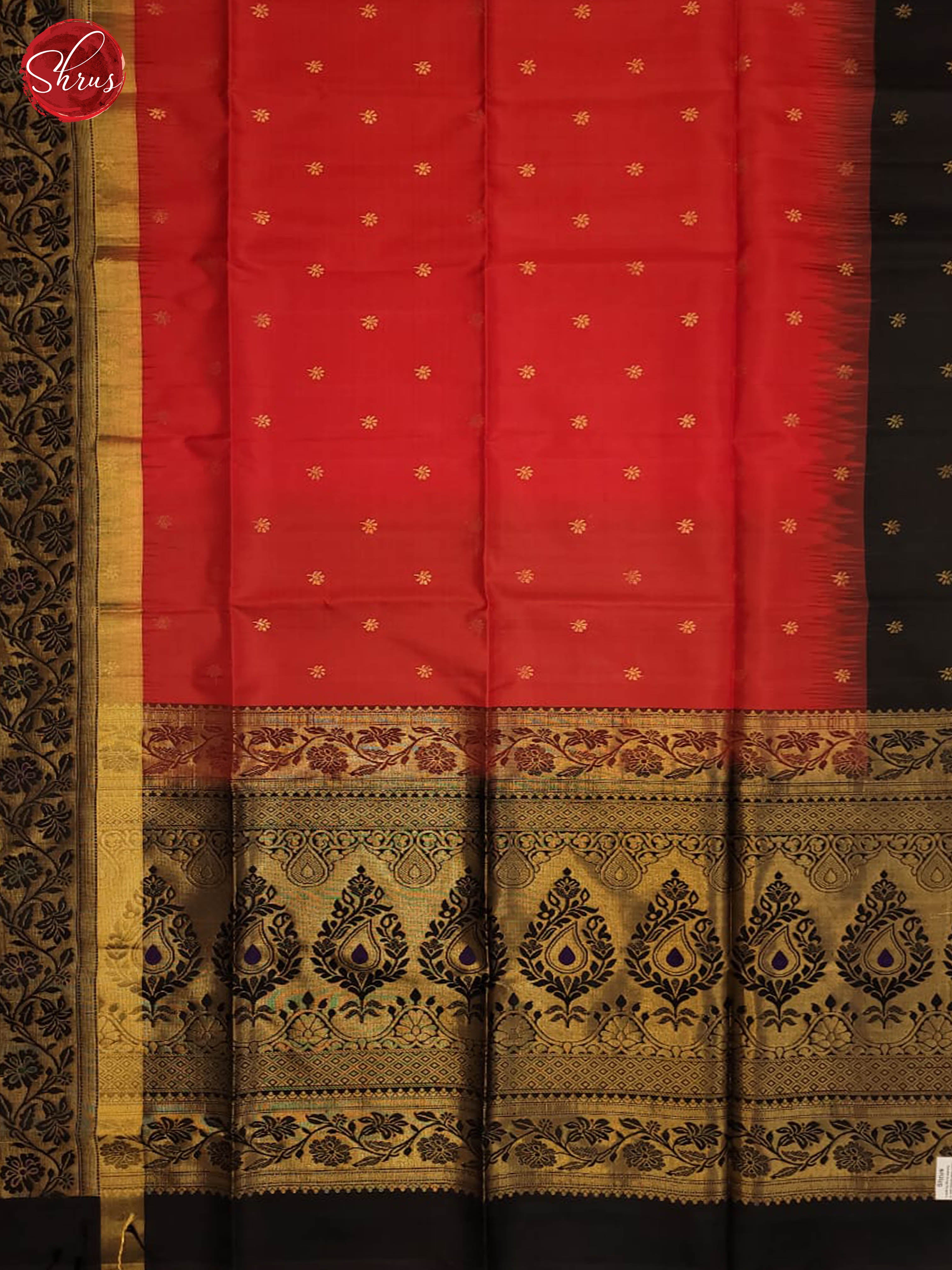 Red and black- Soft silk Saree - Shop on ShrusEternity.com