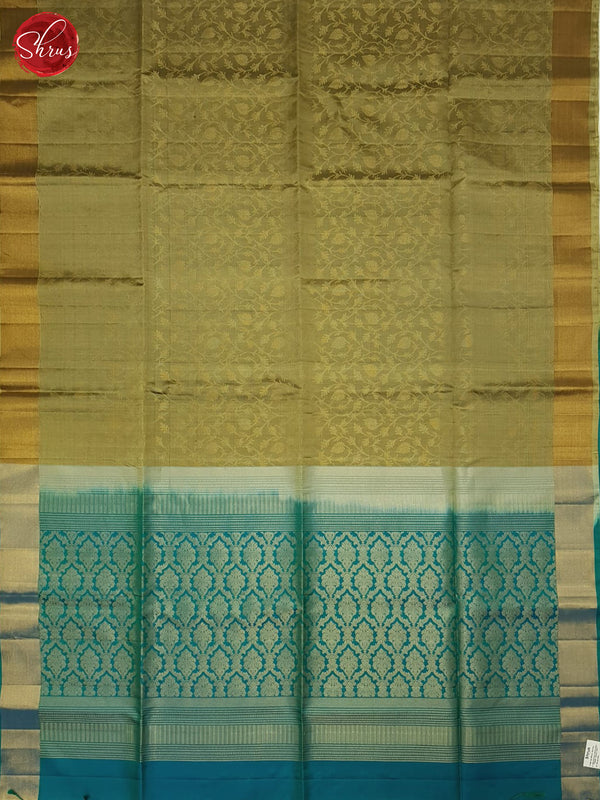 Double Shaded Grey Gold & Blue - Soft silk Saree - Shop on ShrusEternity.com