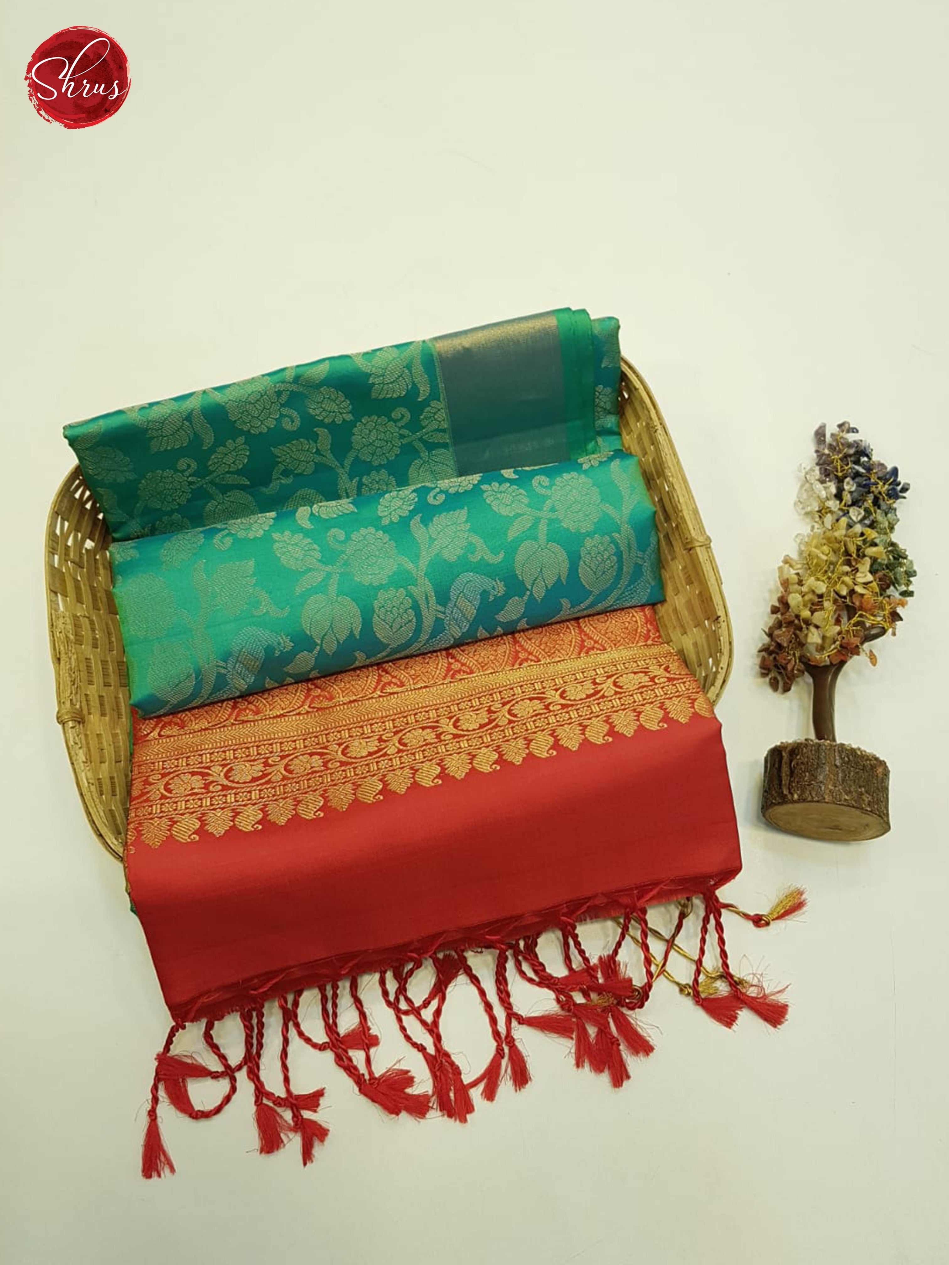 Green And Red-Soft silk saree - Shop on ShrusEternity.com