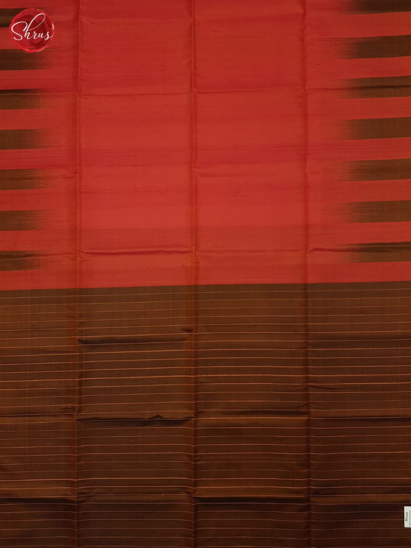 Brick Red  & Brown - Soft silk Saree - Shop on ShrusEternity.com