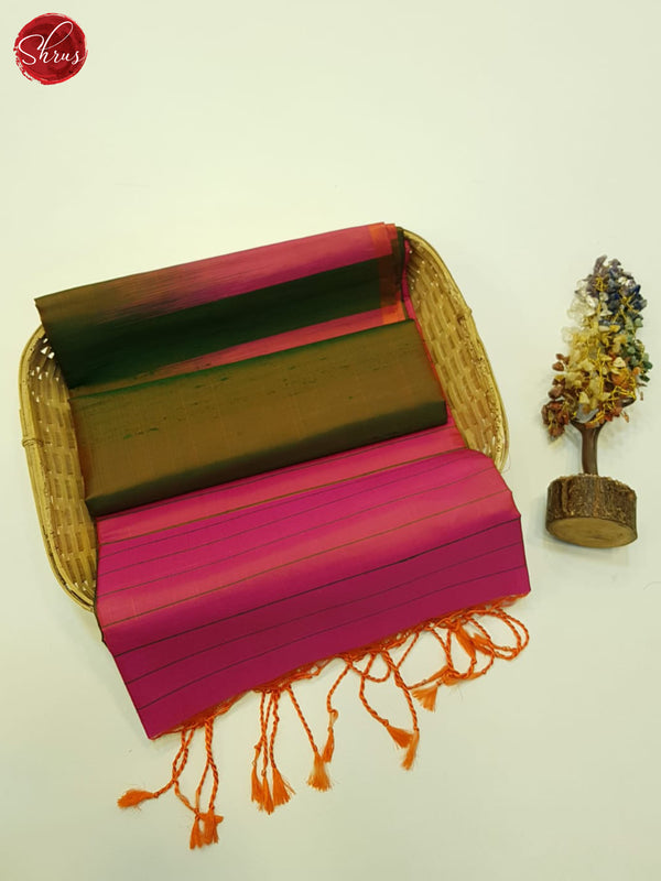 Double Shaded Greenish Brown & Pink - Soft silk Saree&nbsp; - Shop on ShrusEternity.com