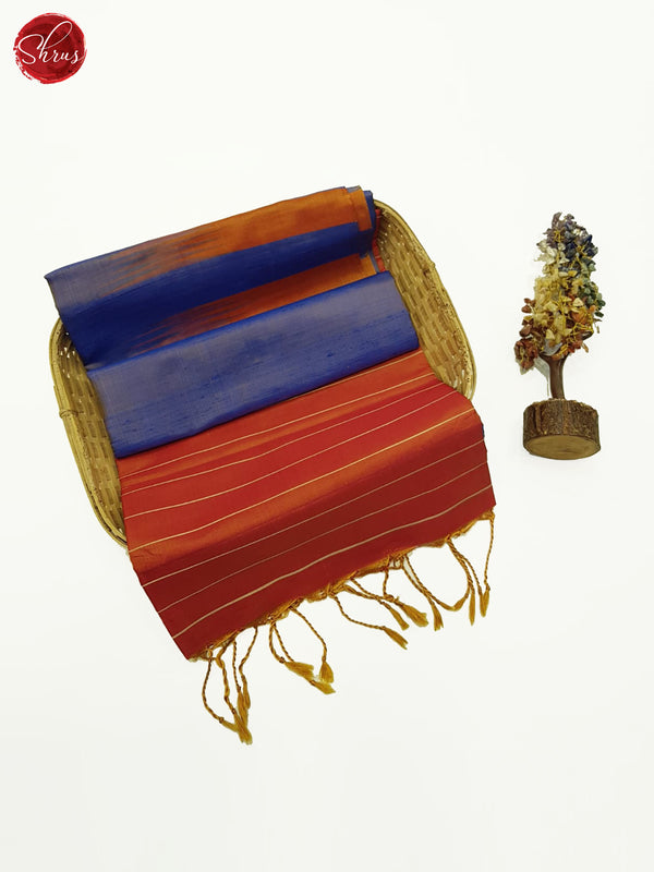 Blue & Orange- Soft silk Saree - Shop on ShrusEternity.com