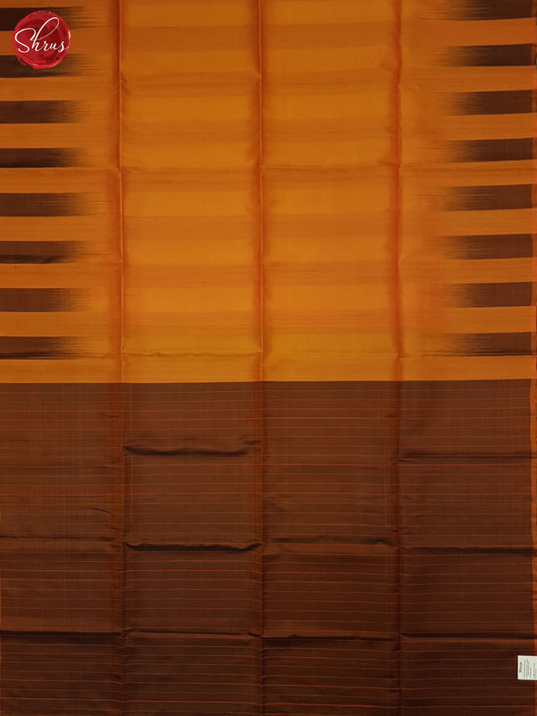 Fire Orange & Brown- Soft silk Saree - Shop on ShrusEternity.com