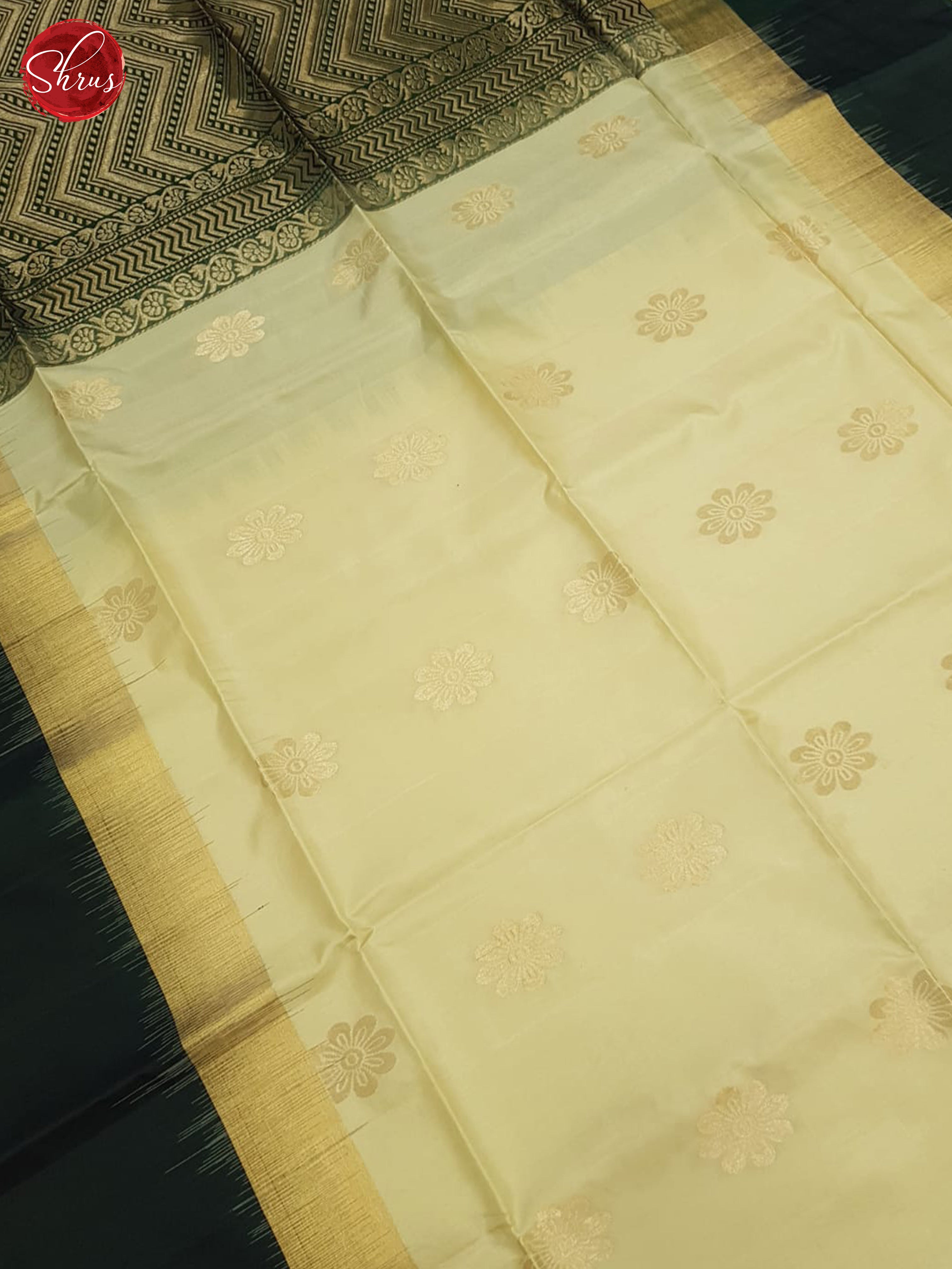 Cream And Green-Soft Silk Saree - Shop on ShrusEternity.com