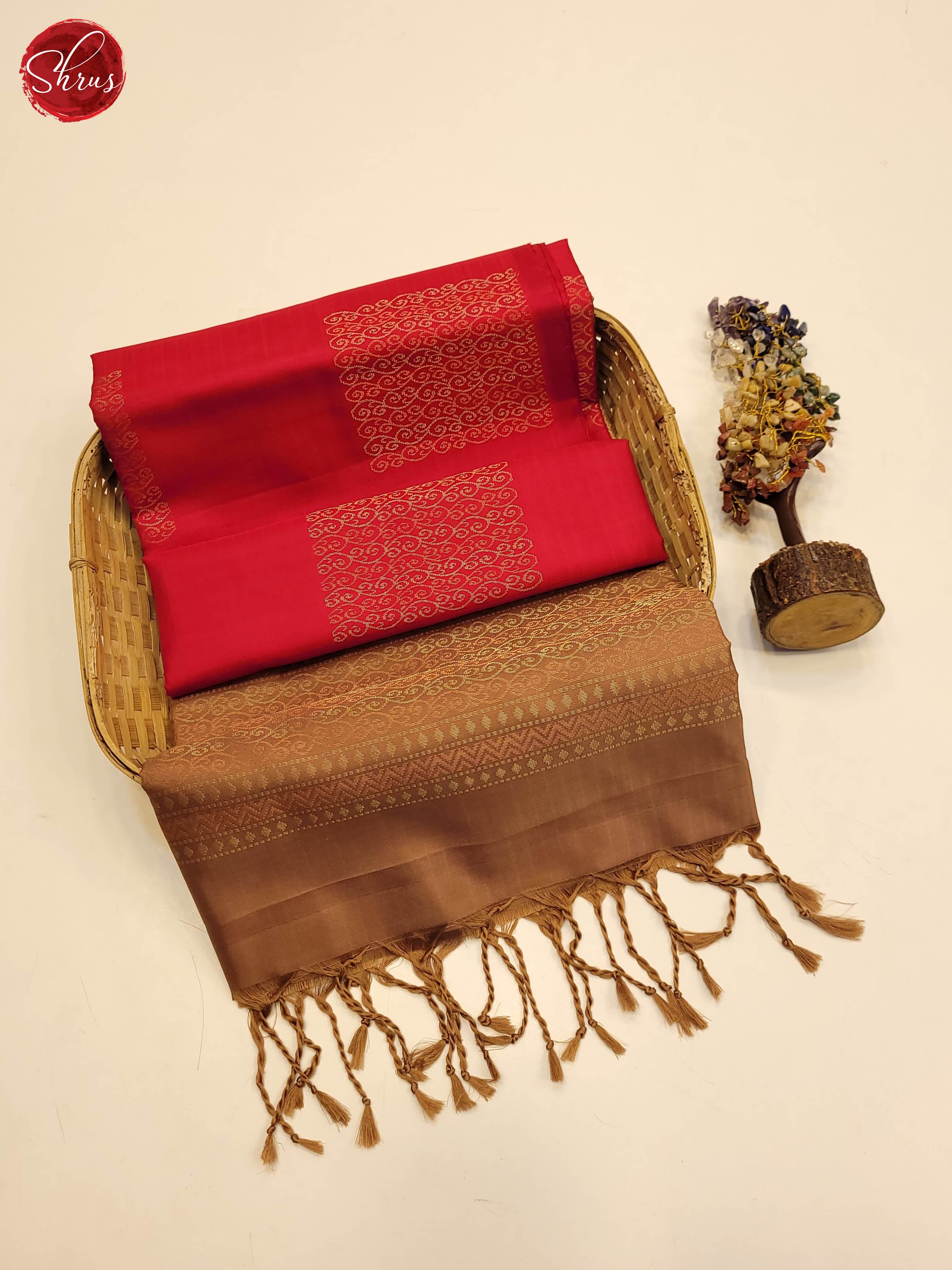 Red and beige-Soft Silk saree - Shop on ShrusEternity.com