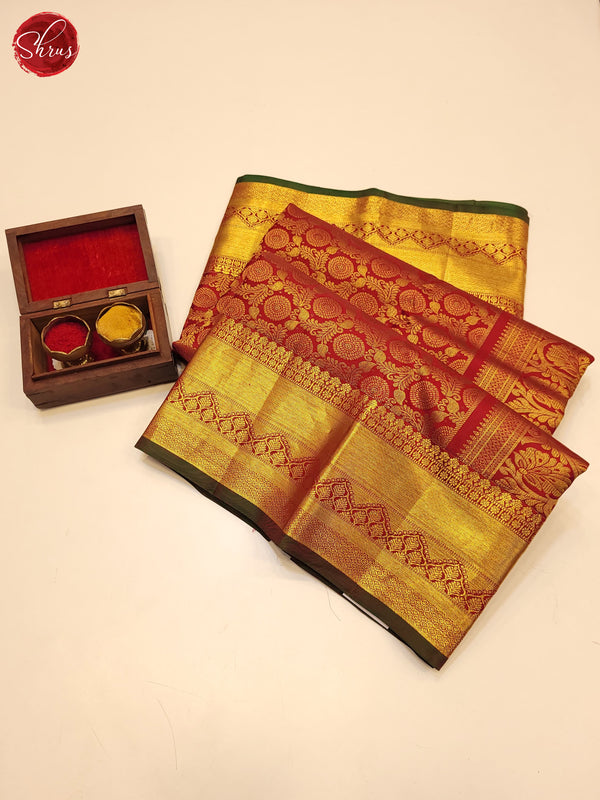 Red(Single Tone)- Kanchipuram silk Saree - Shop on ShrusEternity.com