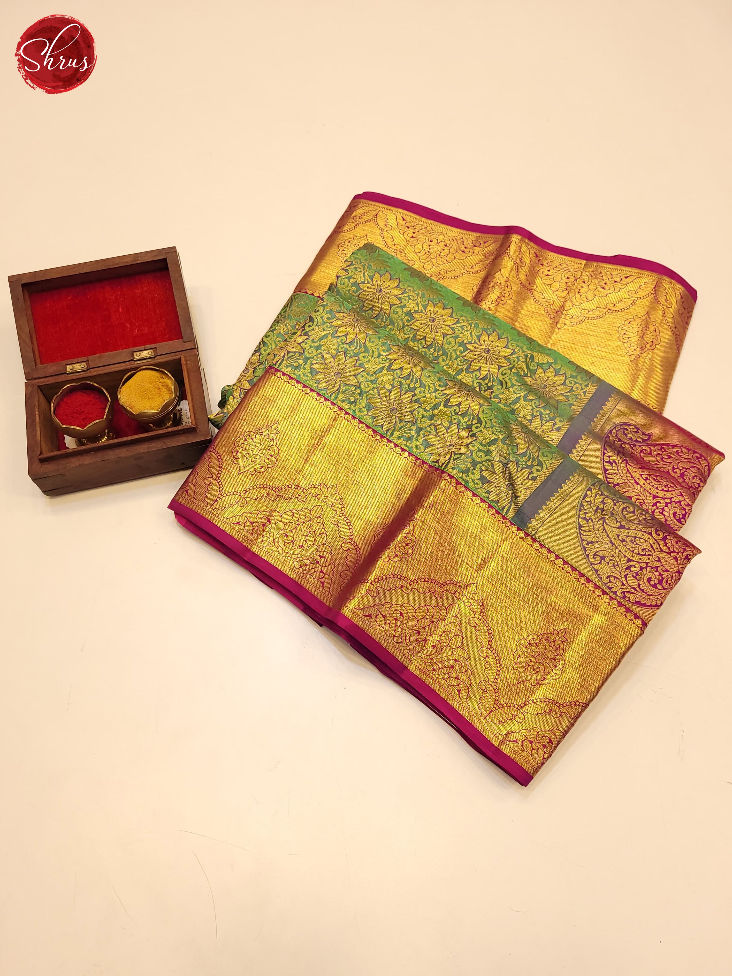 Green & Pink - Kanchipuram silk Saree - Shop on ShrusEternity.com