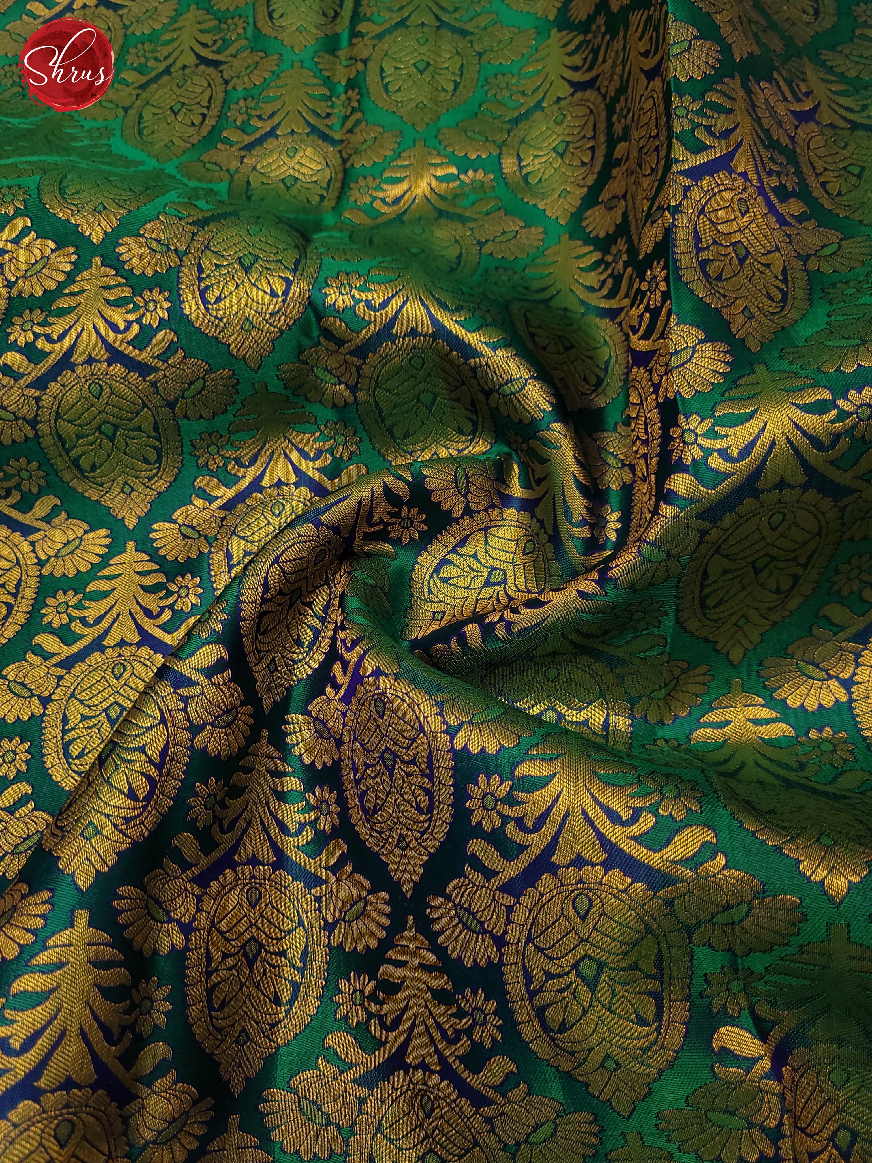 Green and Blue-Kanchipuram Silk Saree - Shop on ShrusEternity.com