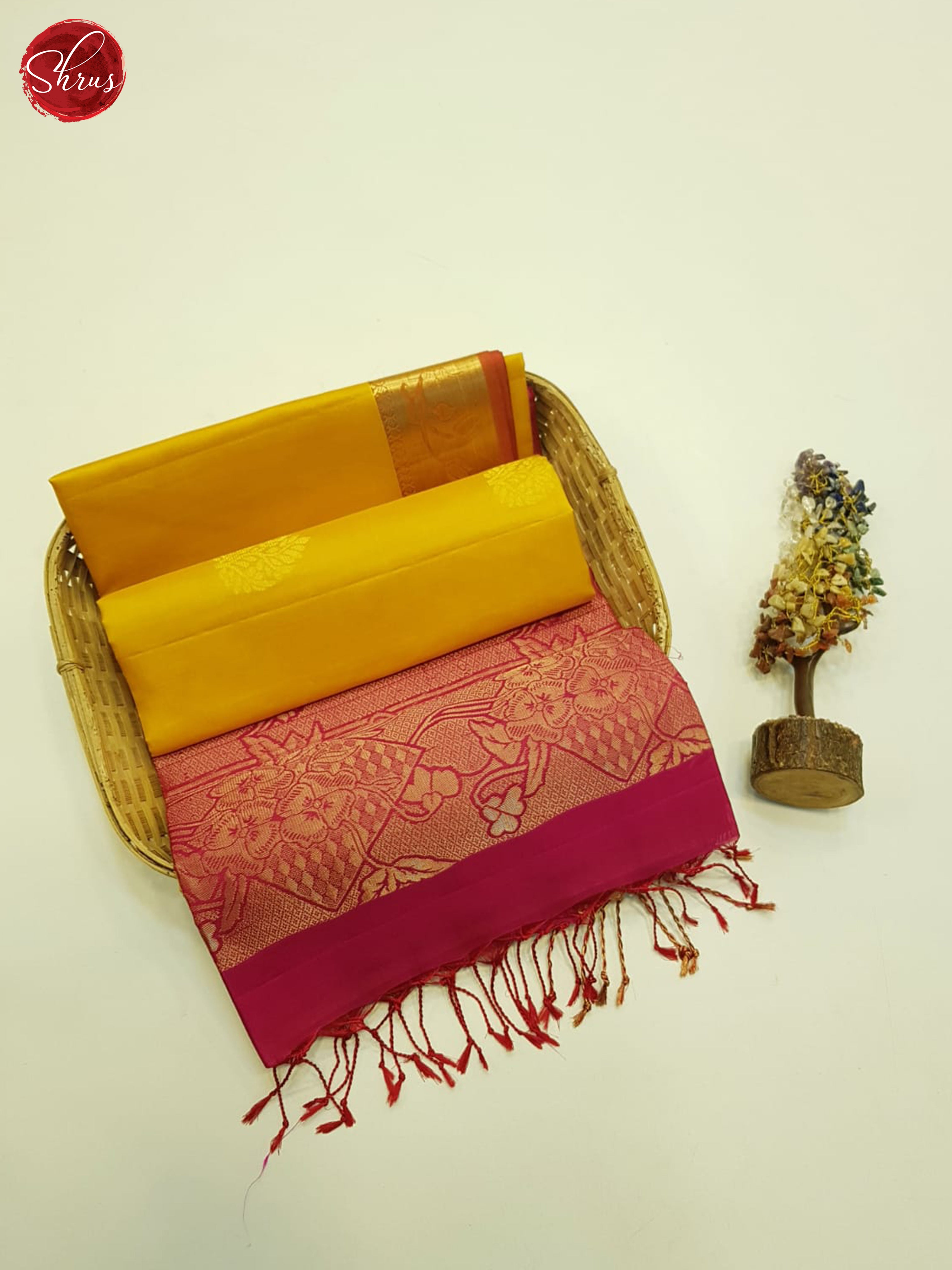 Mustard And Pink-Soft silk saree - Shop on ShrusEternity.com