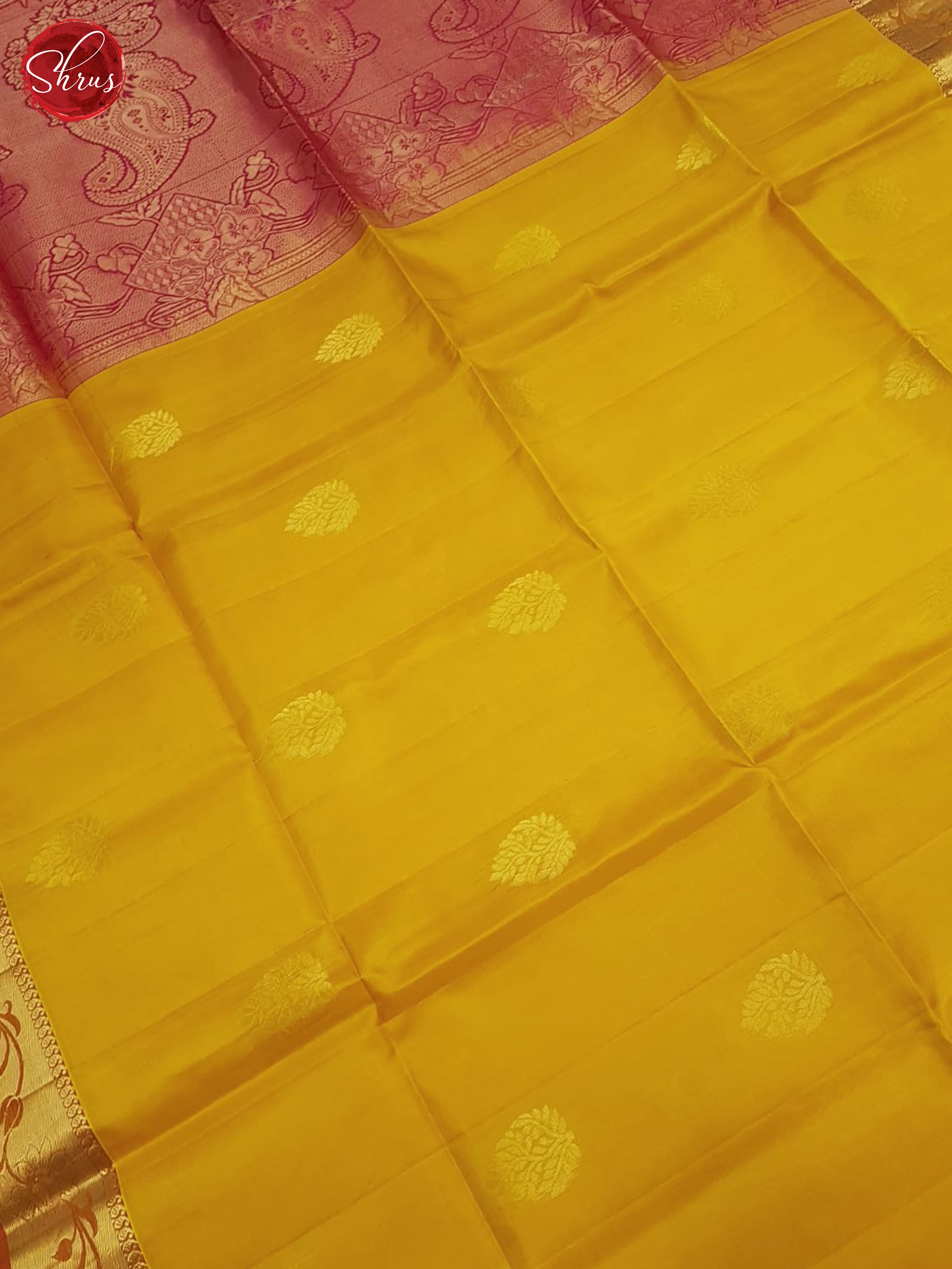 Mustard And Pink-Soft silk saree - Shop on ShrusEternity.com