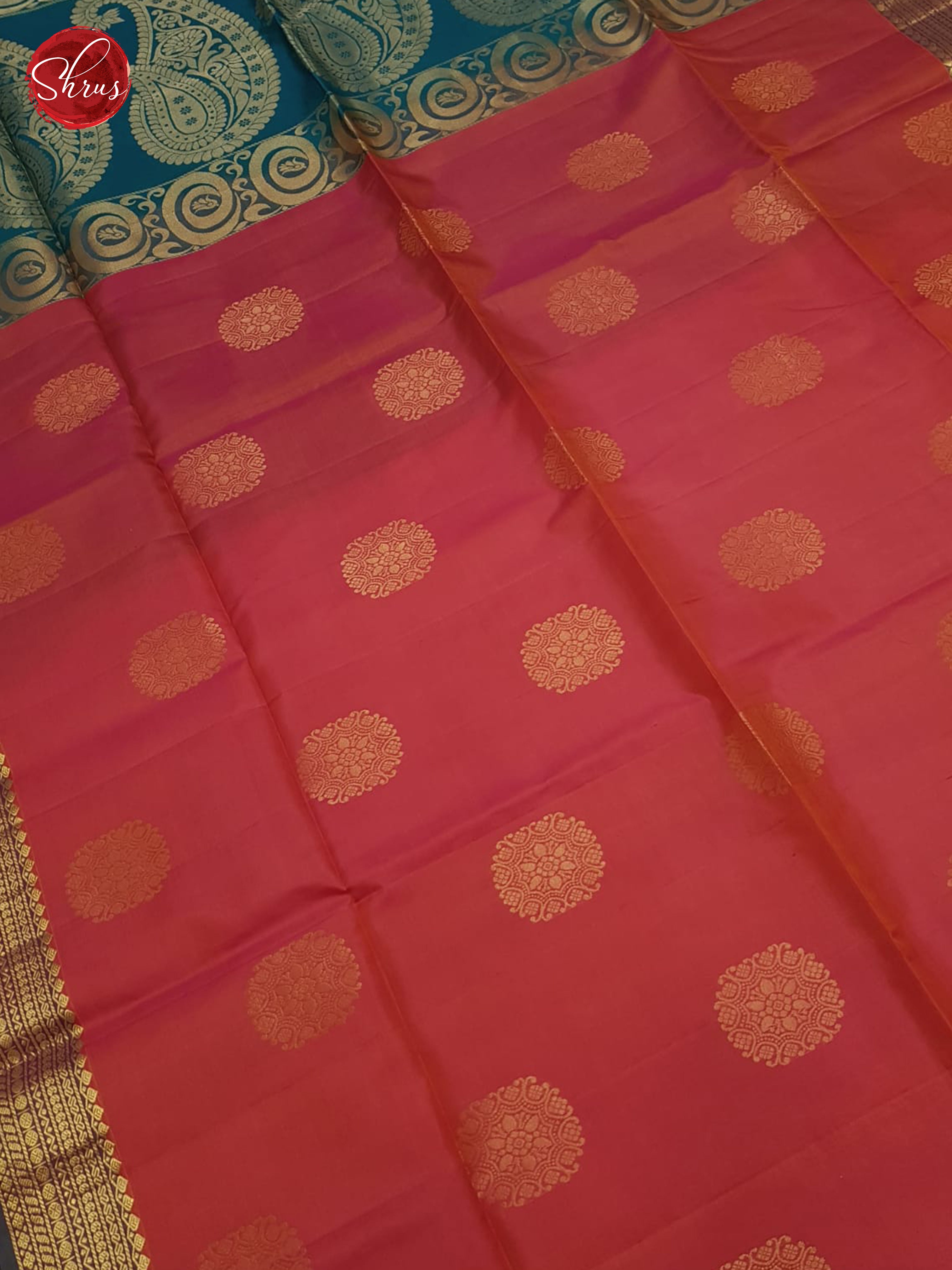 Pink And Peacock Blue-soft Silk saree - Shop on ShrusEternity.com