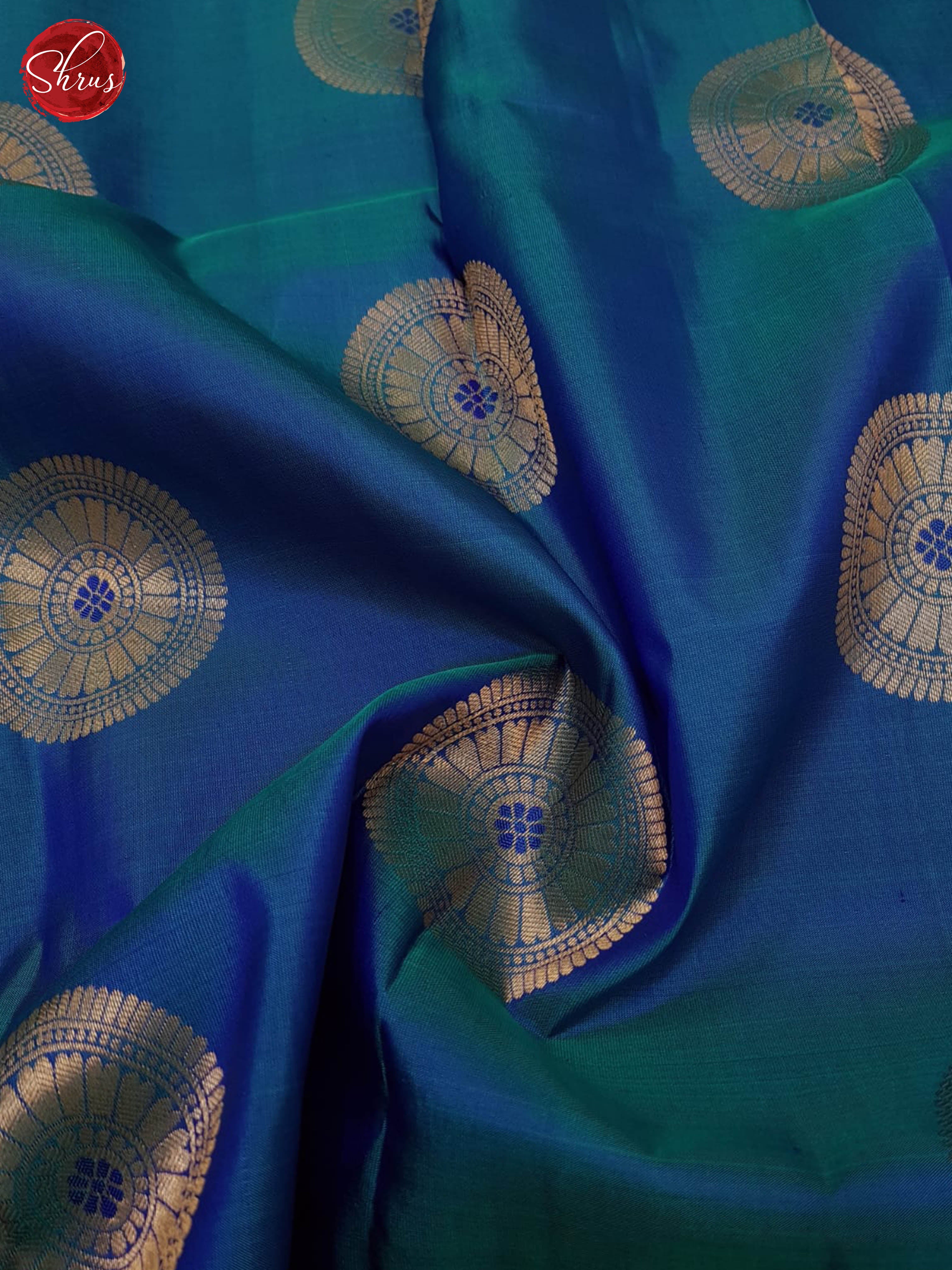 Blue And Green-Kanchipuram Silk saree - Shop on ShrusEternity.com