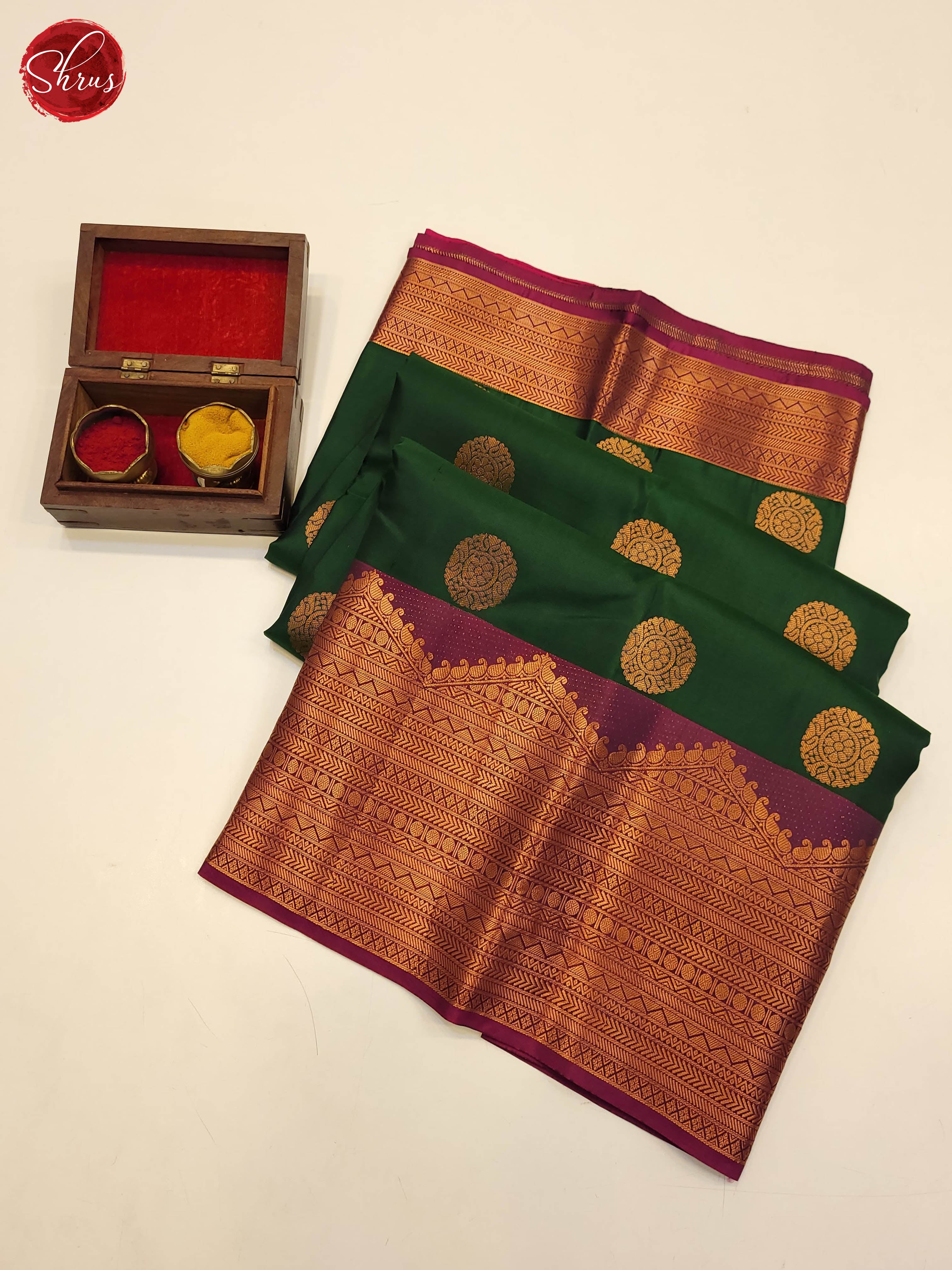 Green and pink-Kanchipuram silk saree - Shop on ShrusEternity.com