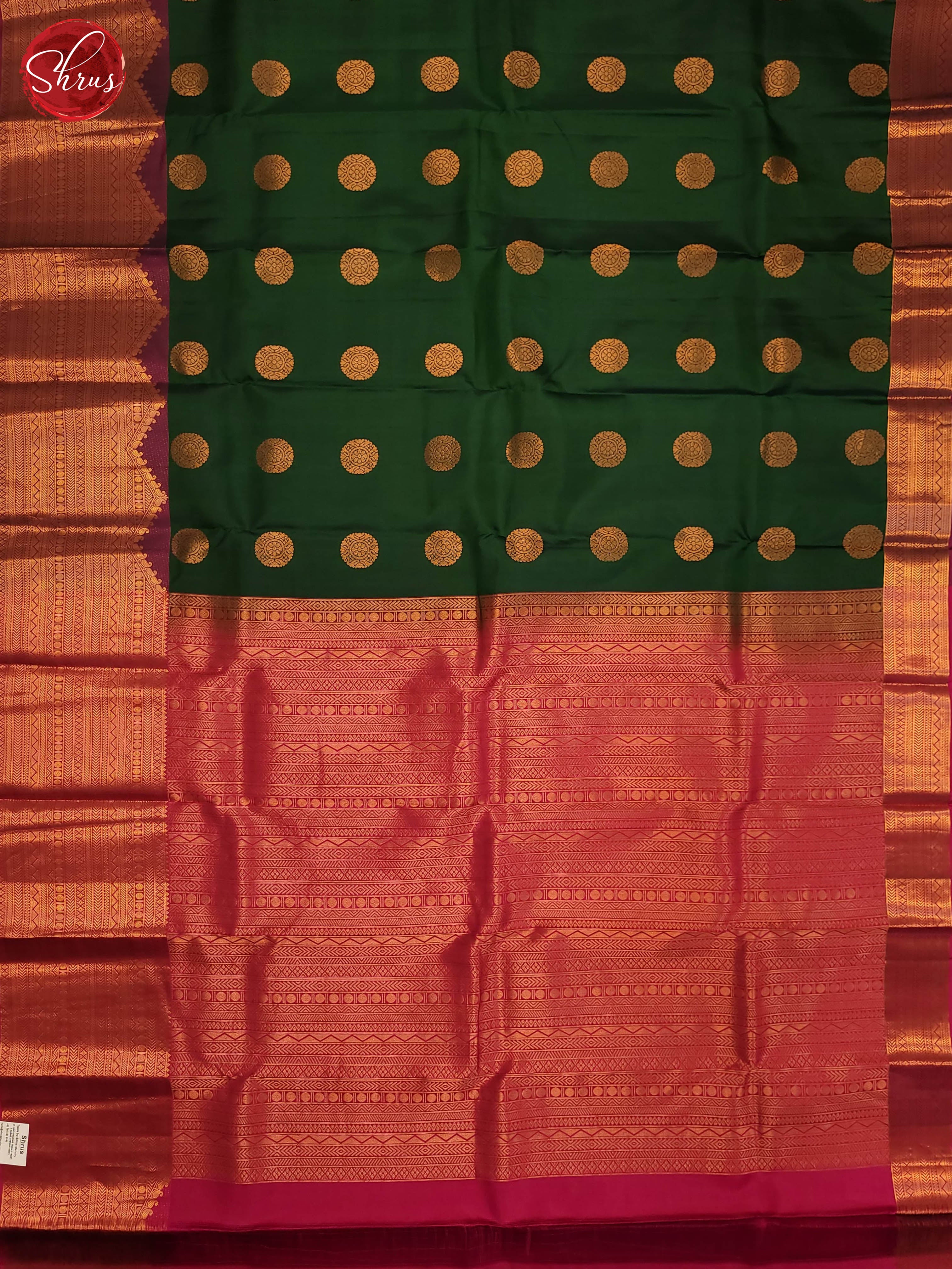 Green and pink-Kanchipuram silk saree - Shop on ShrusEternity.com