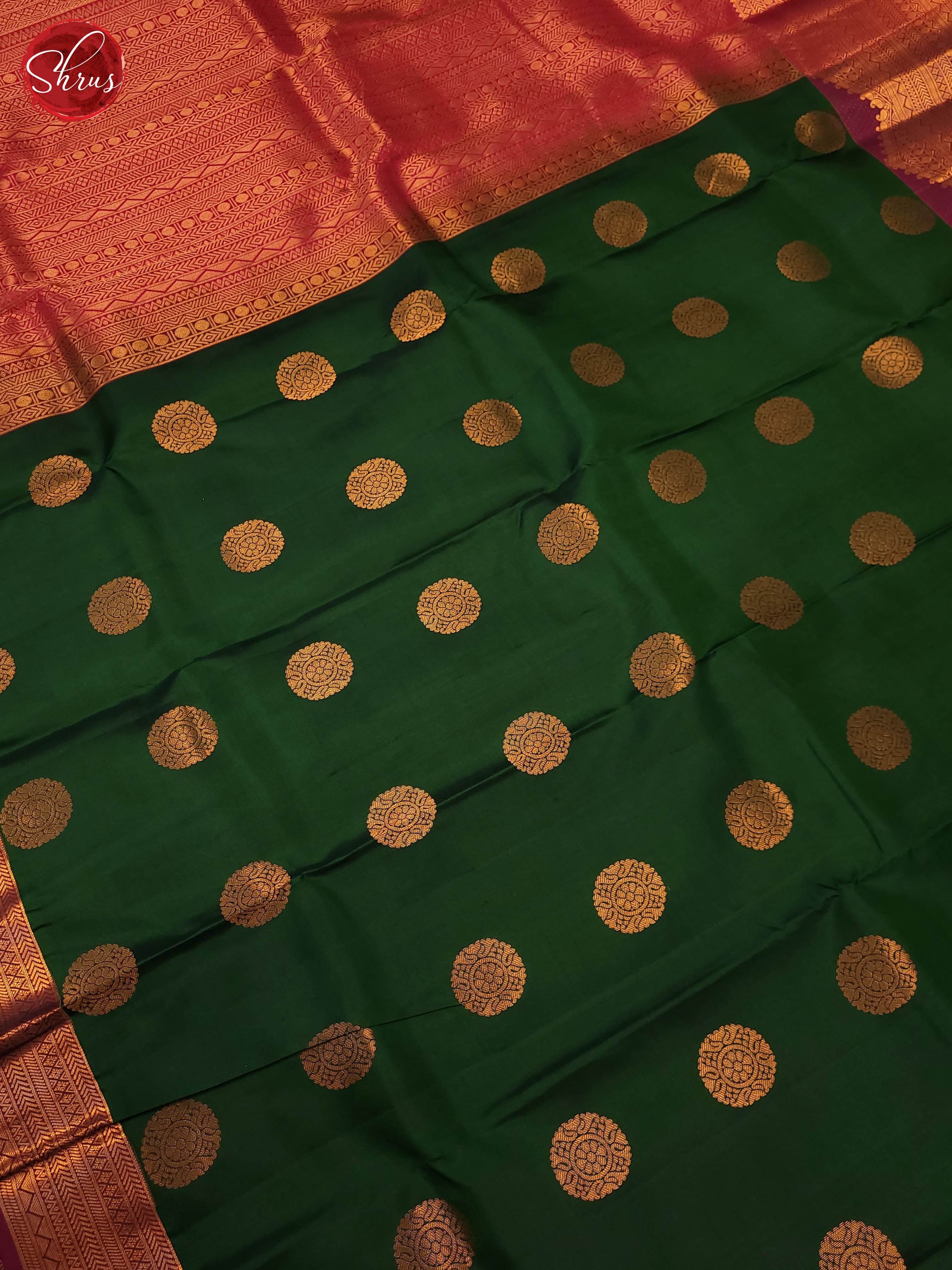 Green and pink-Kanchipuram silk saree - Shop on ShrusEternity.com