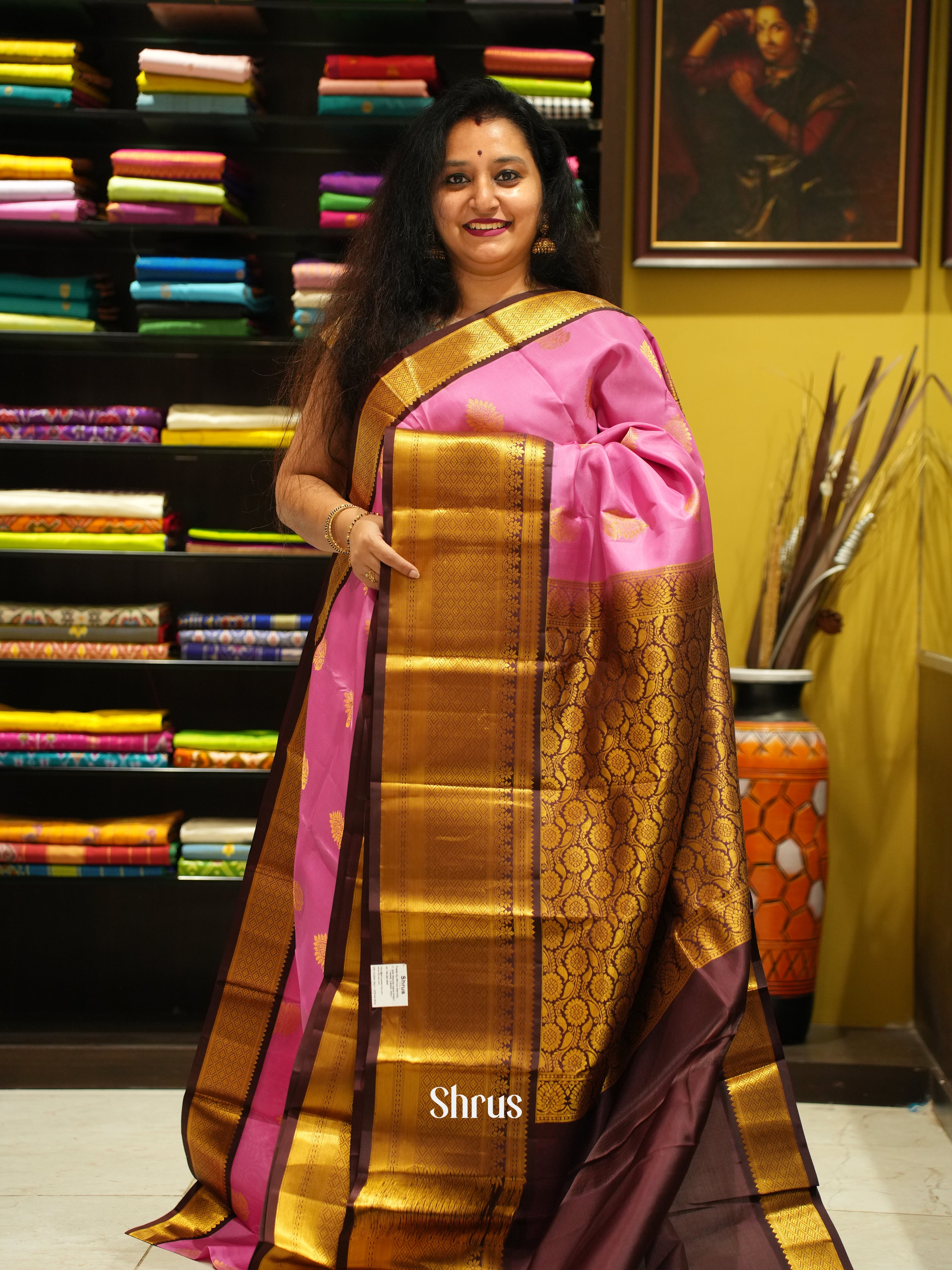 pink and Brown - Korvai Kanchipuram Silk saree