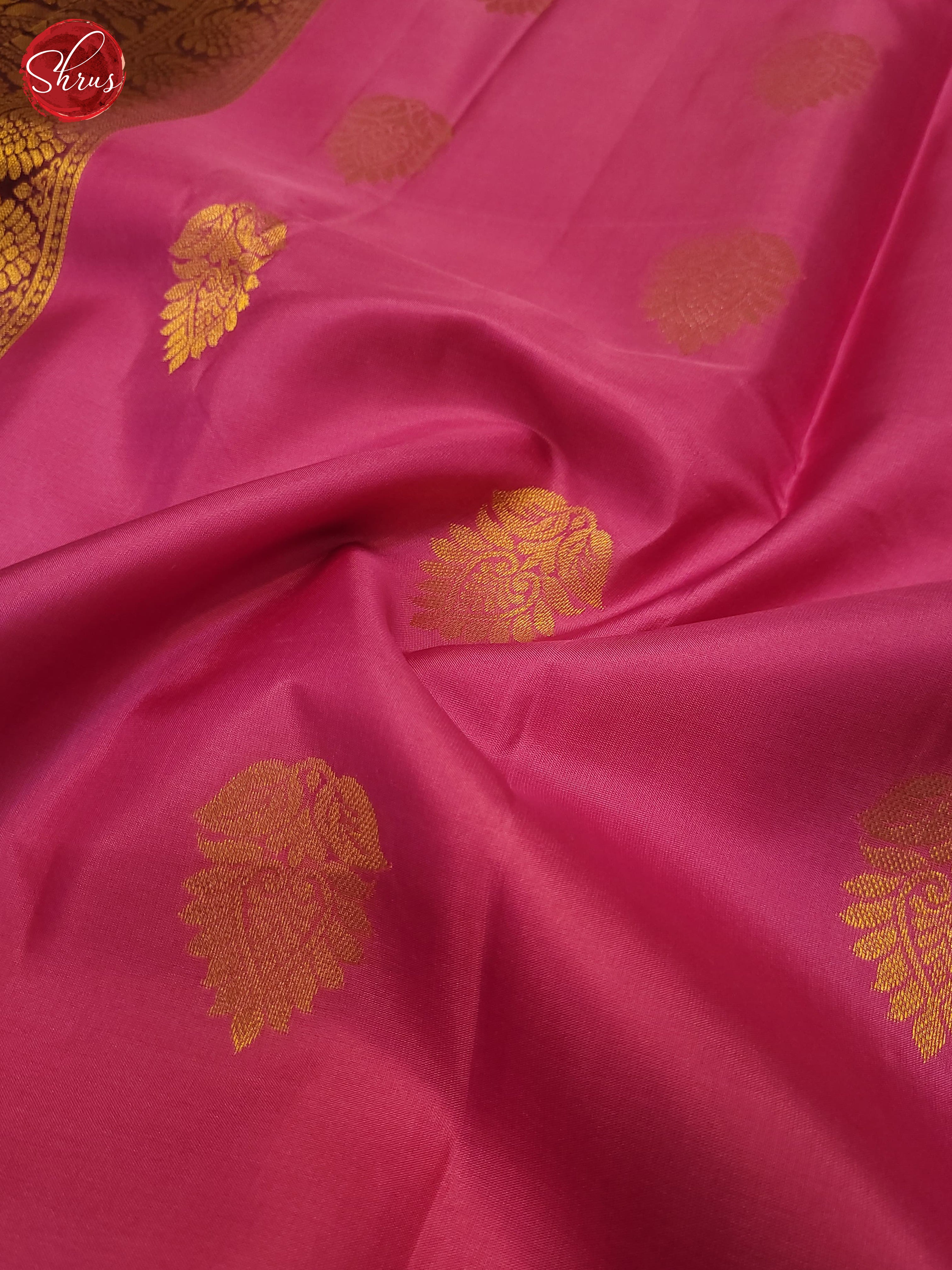 pink and Brown-Kanchipuram Silk saree - Shop on ShrusEternity.com