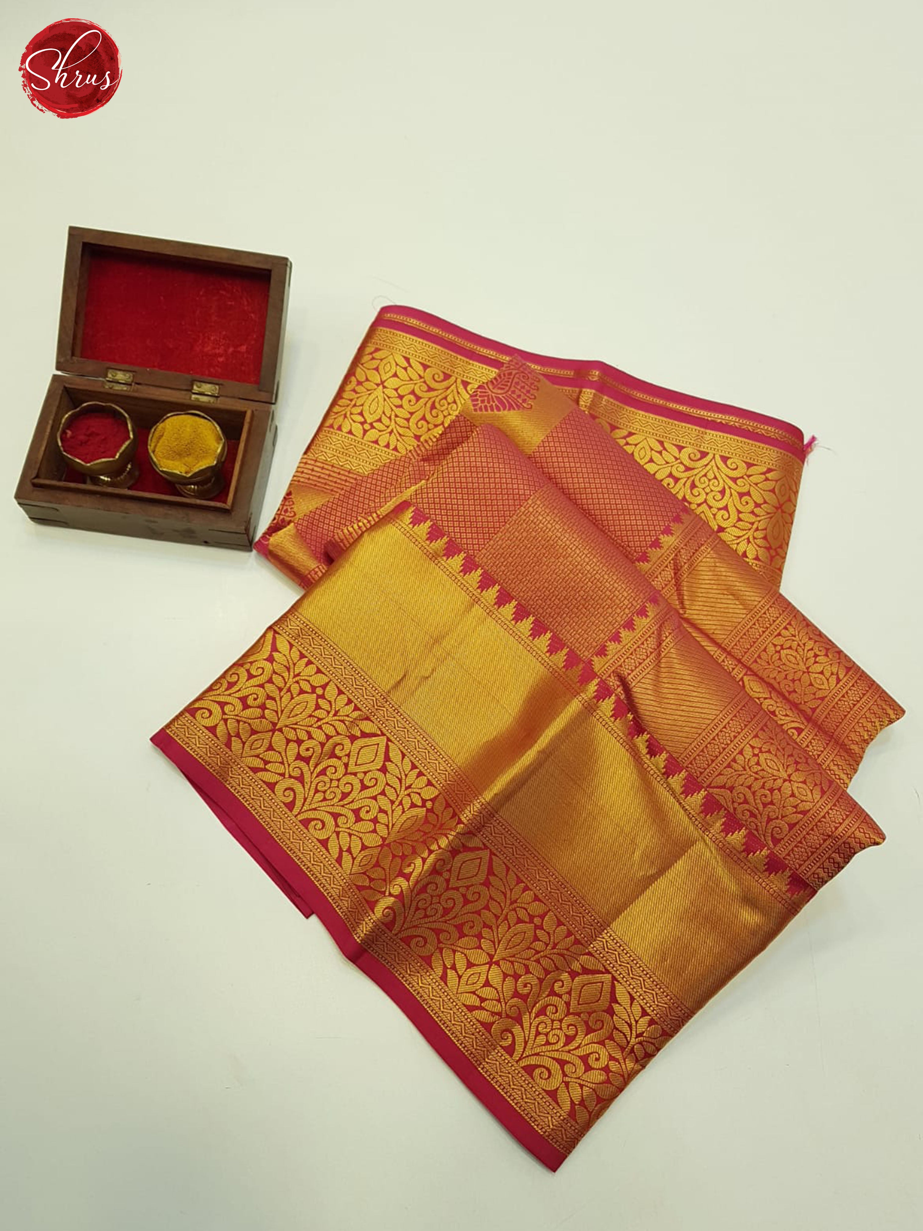 Reddish Pink(single tone)-Kanchipuram silk saree - Shop on ShrusEternity.com