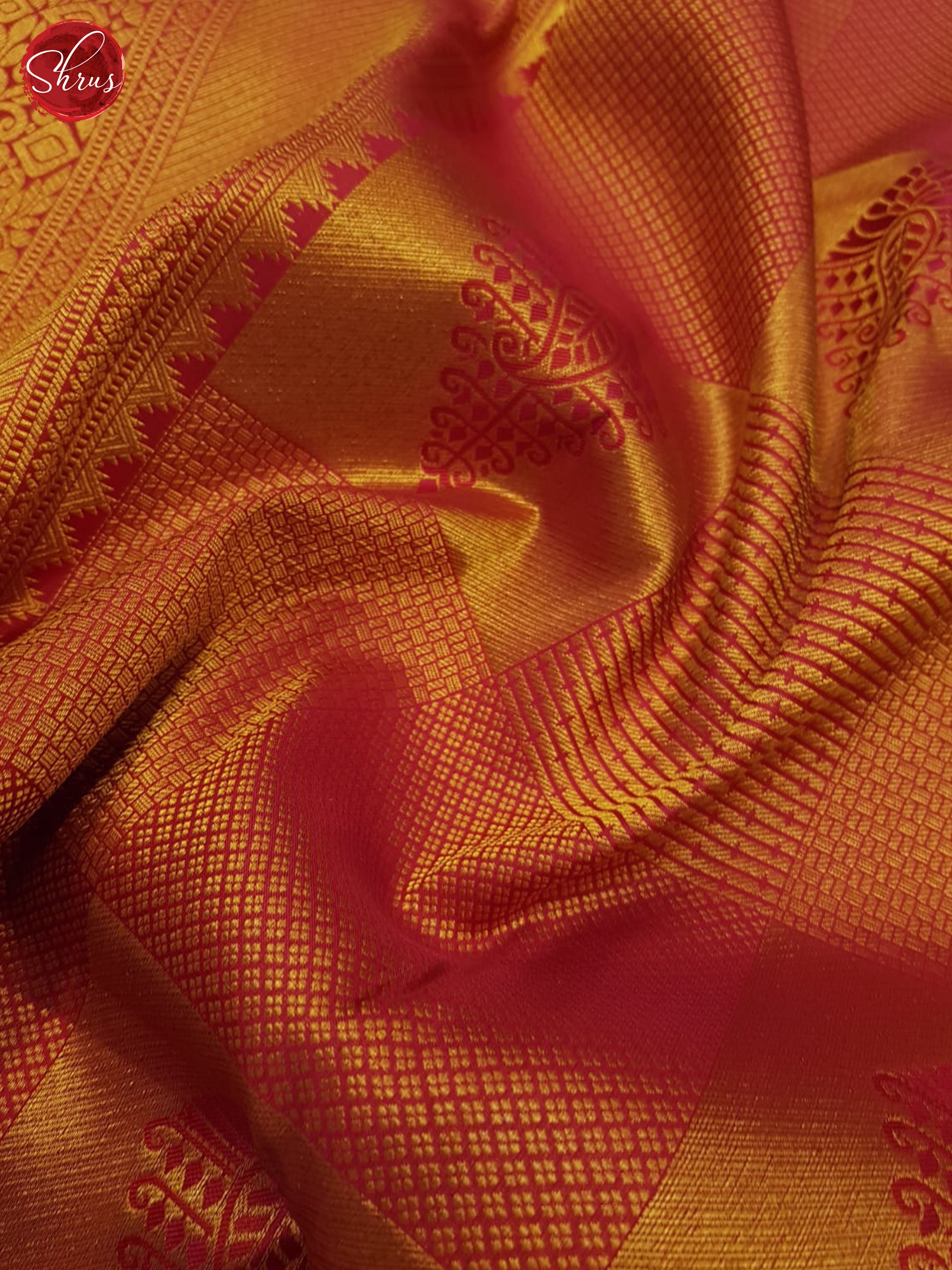 Reddish Pink(single tone)-Kanchipuram silk saree - Shop on ShrusEternity.com