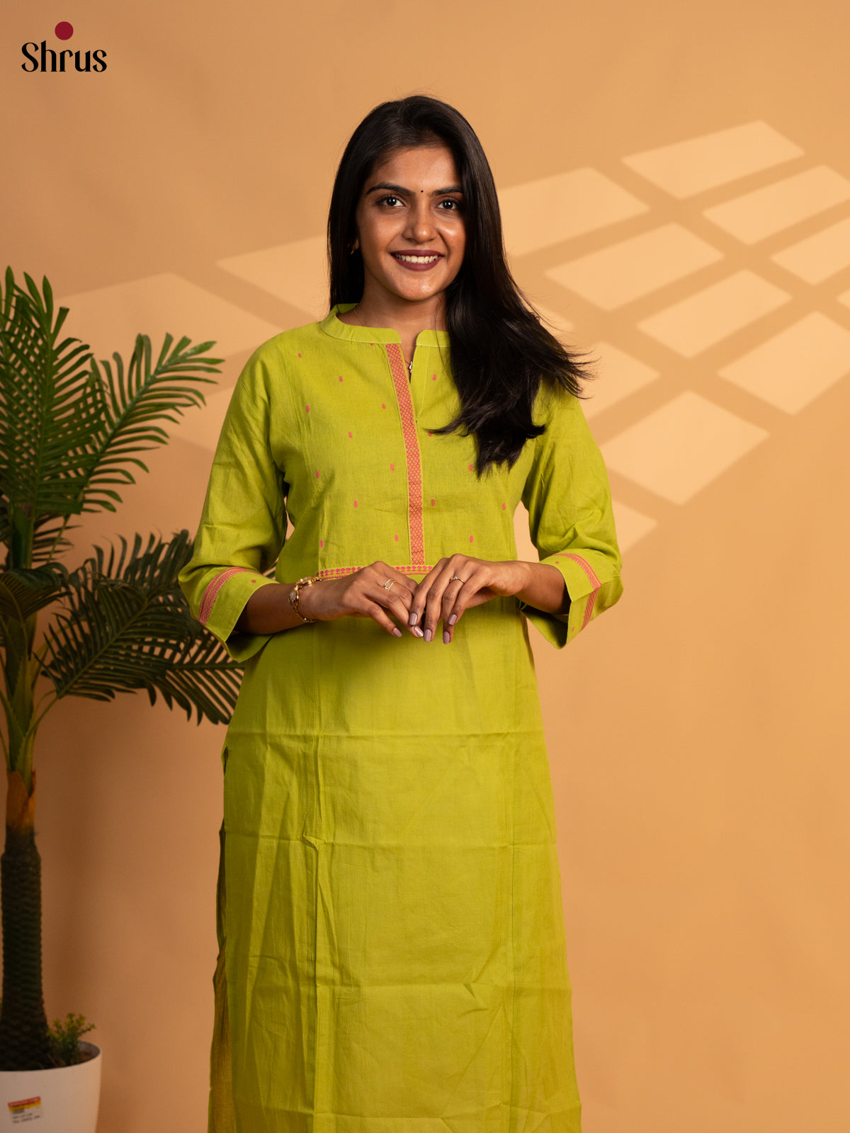 Green- Straight fit embroidered Readymade Kurti