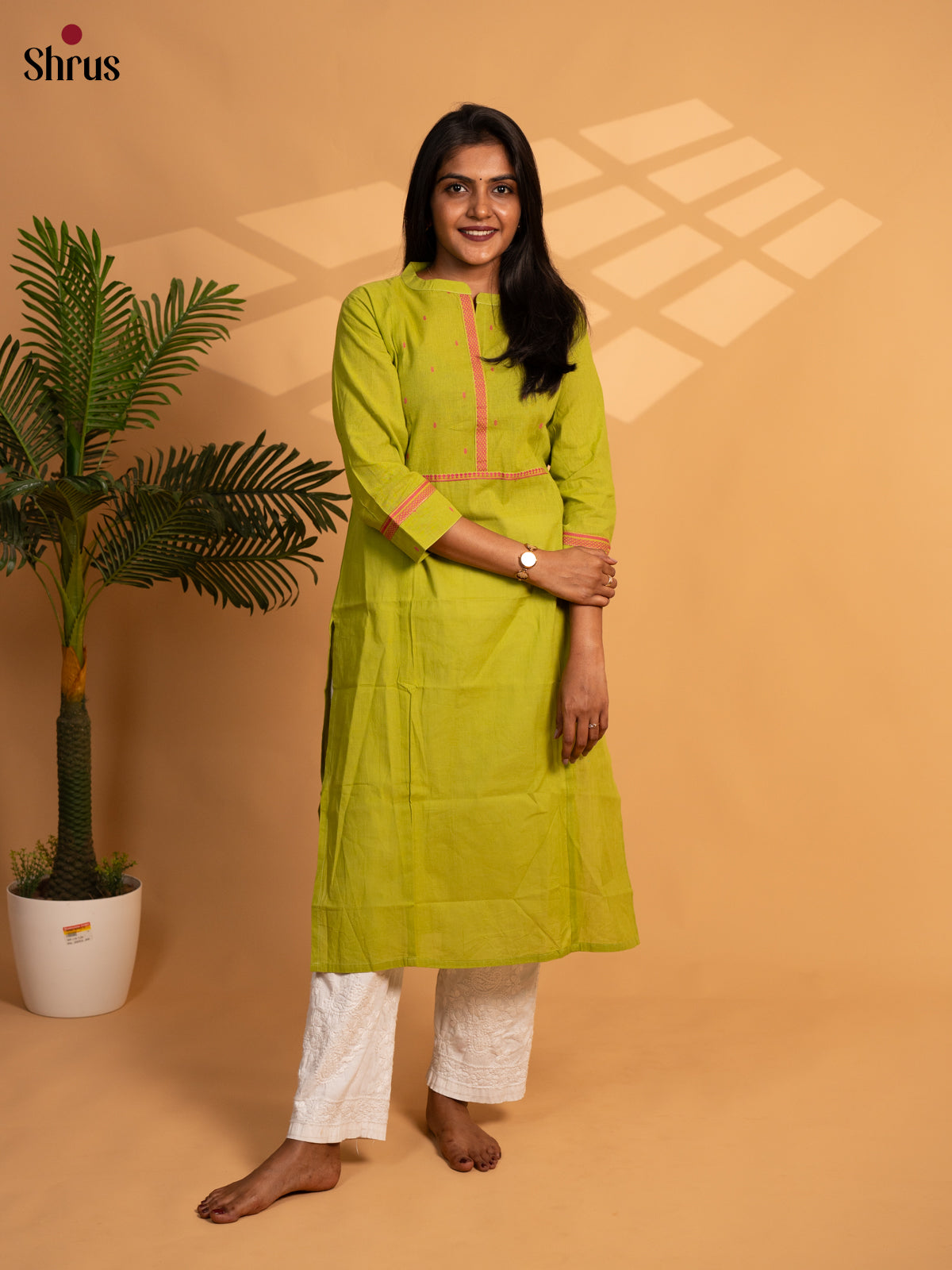 Green- Straight fit embroidered Readymade Kurti