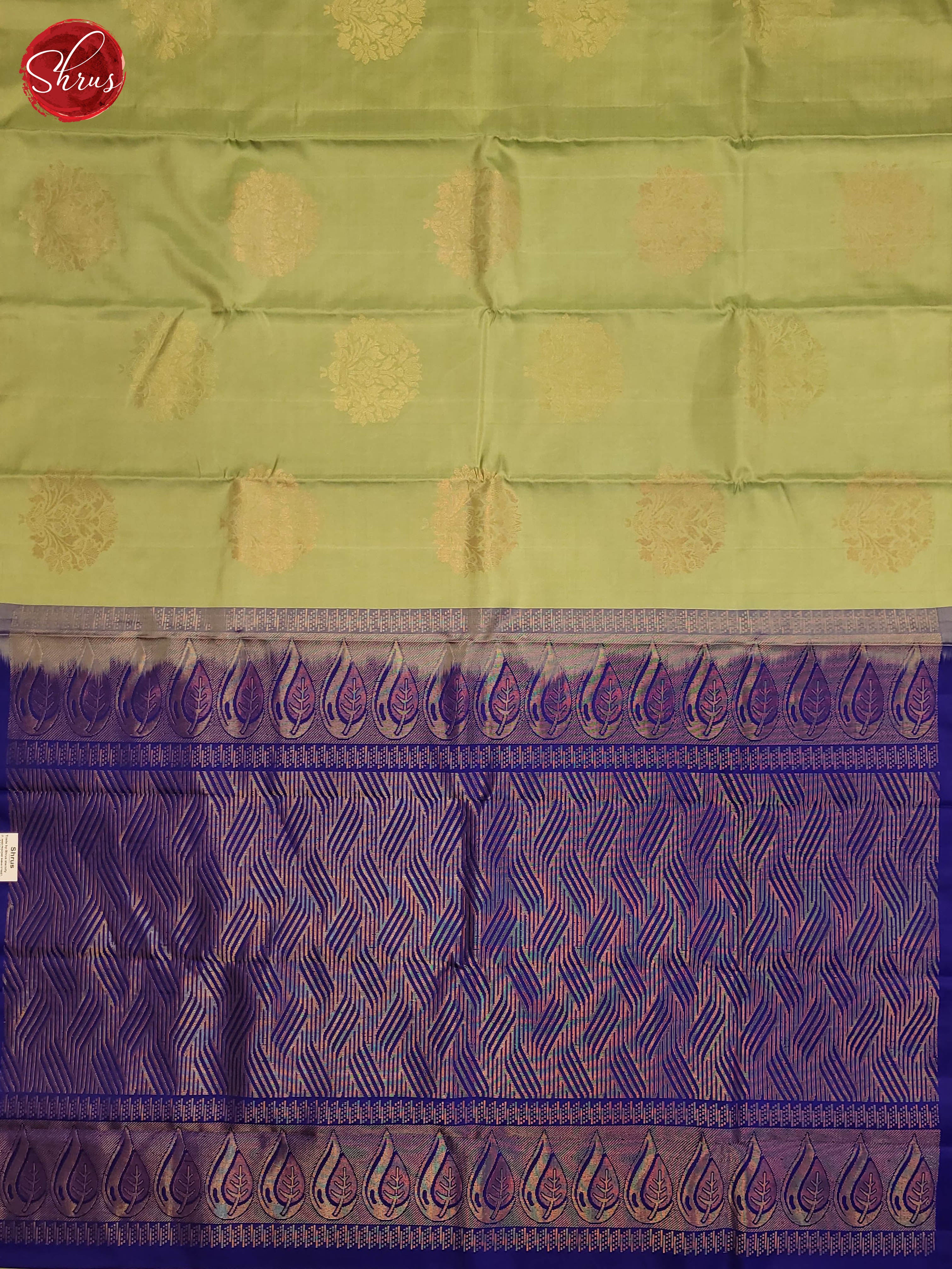 pista and Blue-Soft Silk saree - Shop on ShrusEternity.com