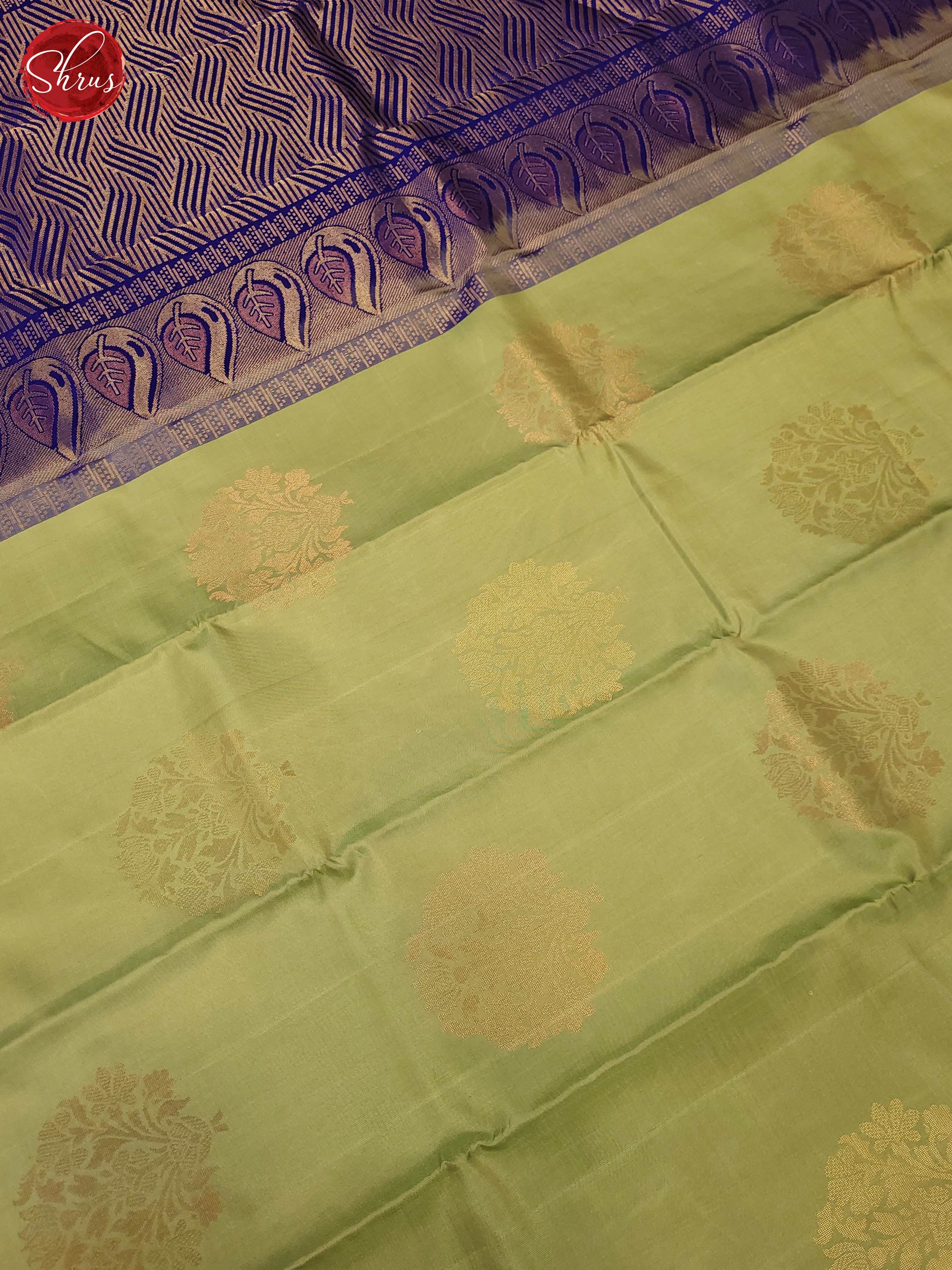 pista and Blue-Soft Silk saree - Shop on ShrusEternity.com