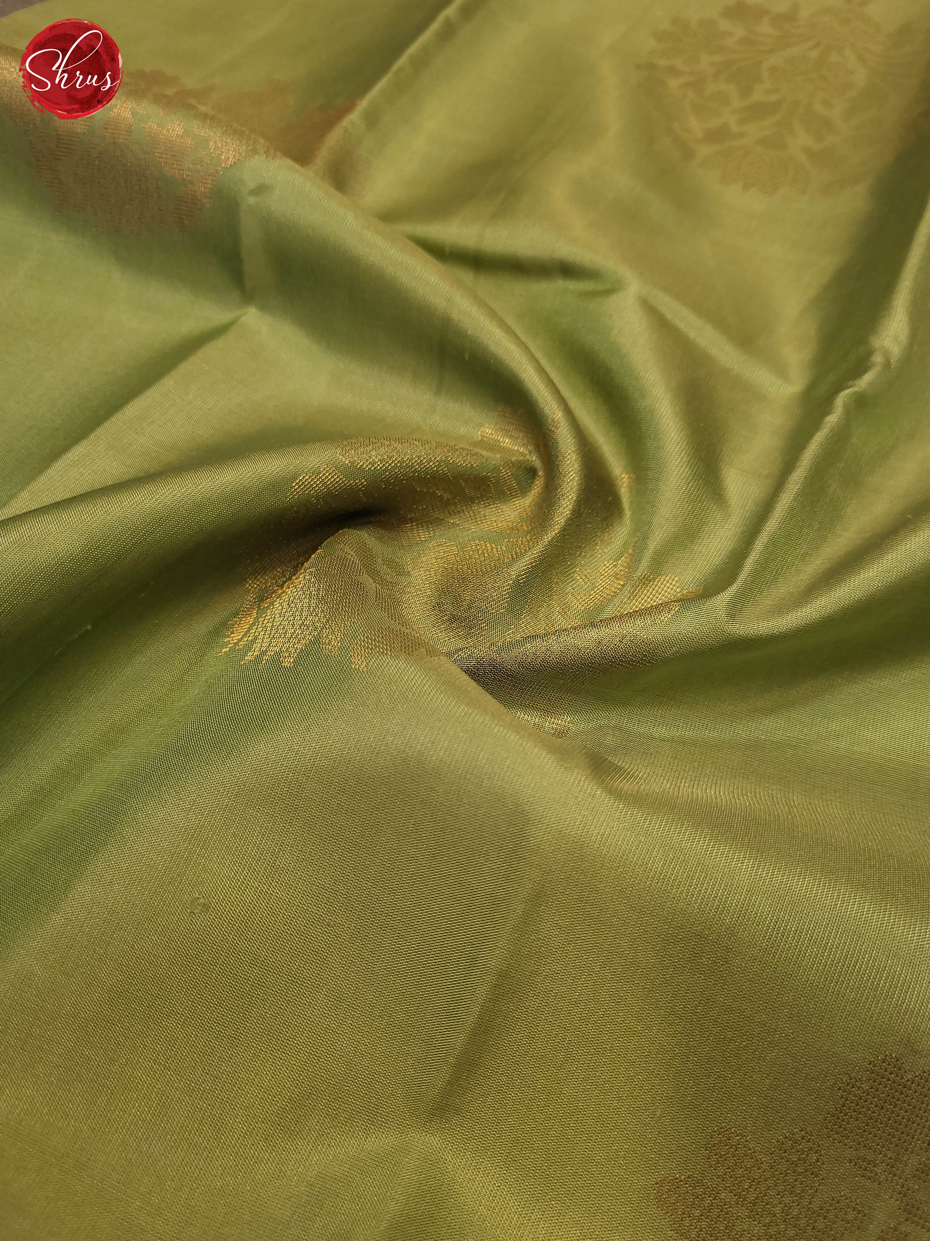 pista and Blue-Soft Silk saree - Shop on ShrusEternity.com