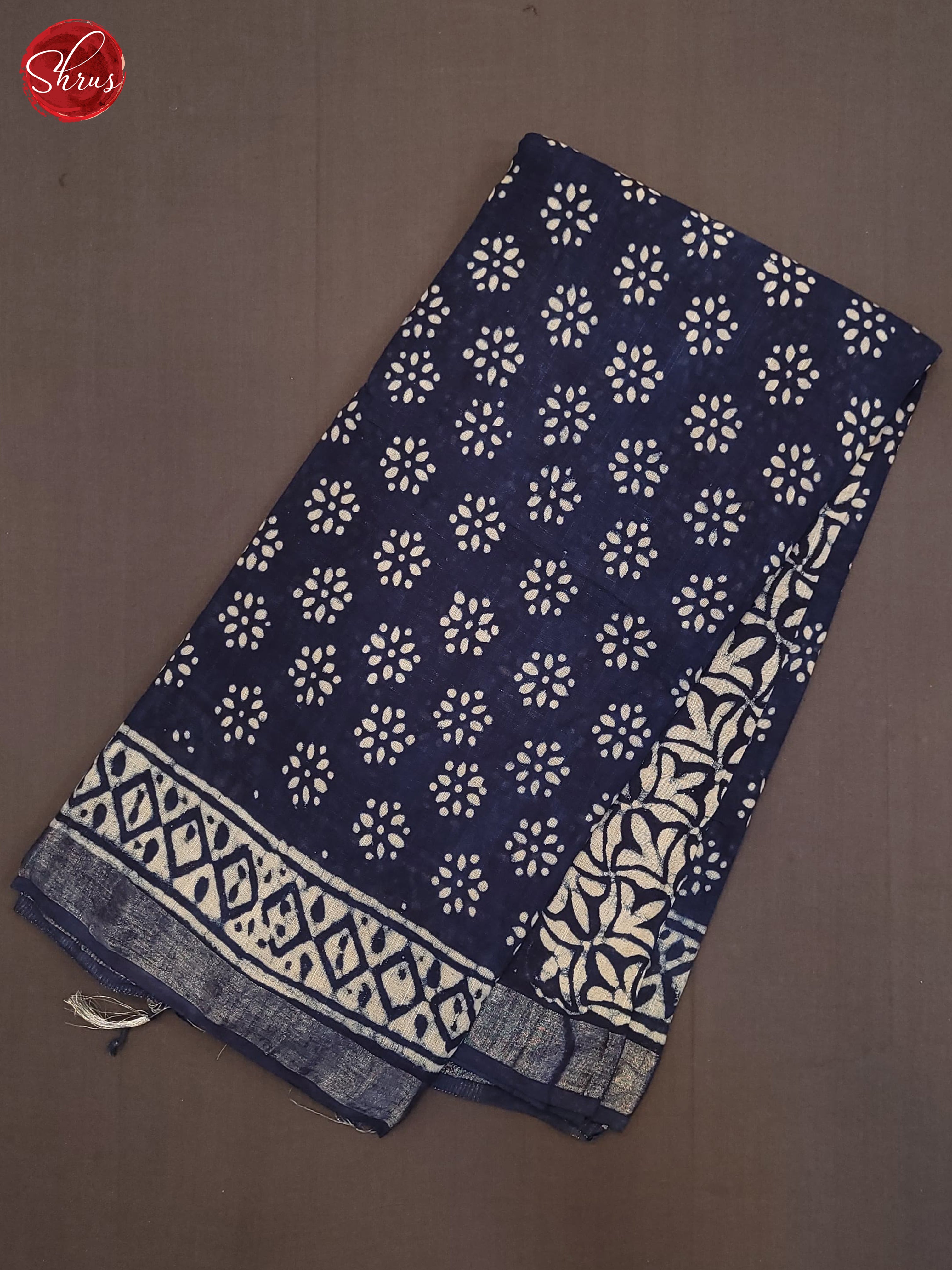 Navy Blue(SingleTone)- Linen Cotton Saree - Shop on ShrusEternity.com
