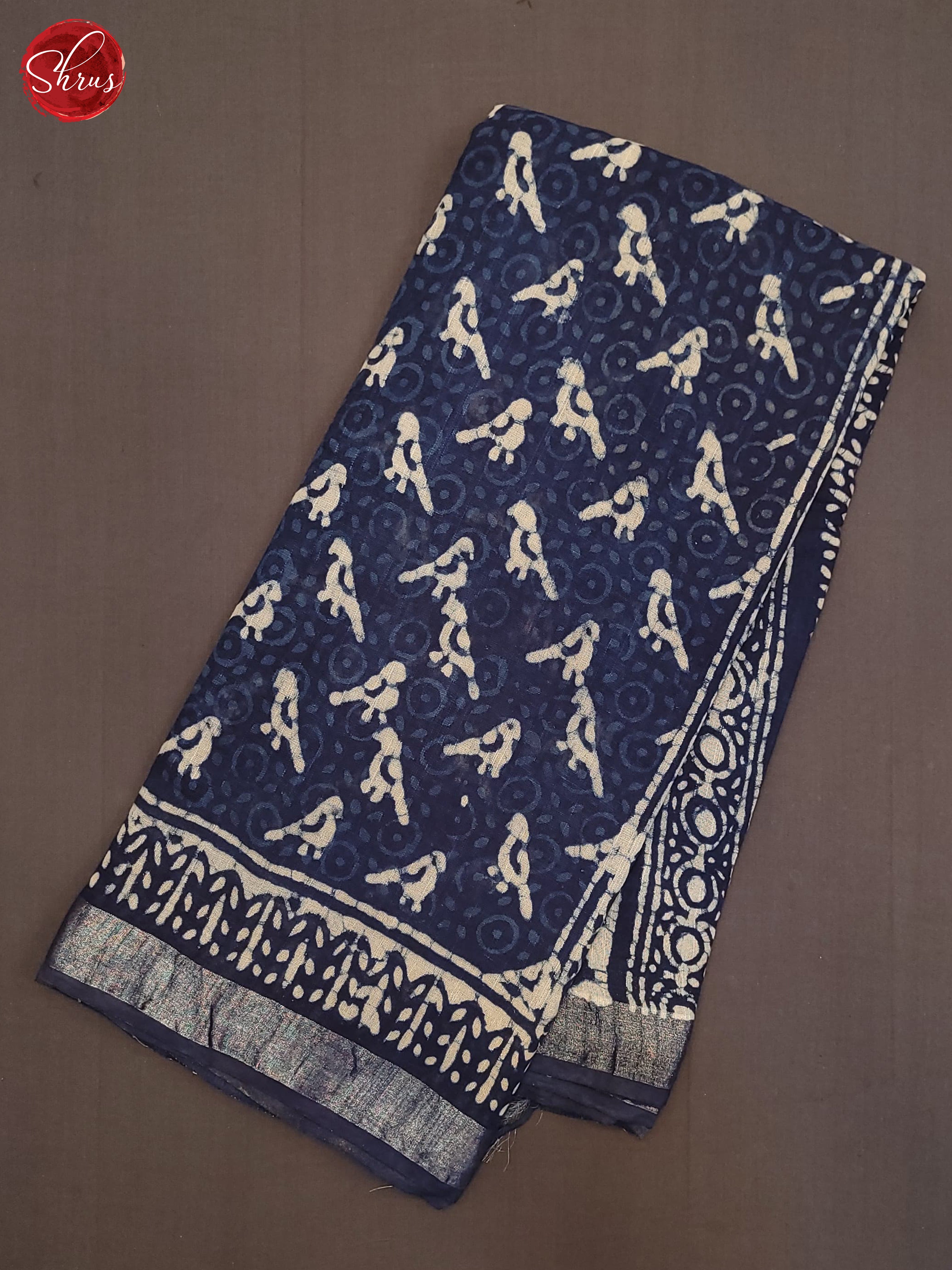 Navy Blue(Single Tone) - Linen Cotton Saree - Shop on ShrusEternity.com