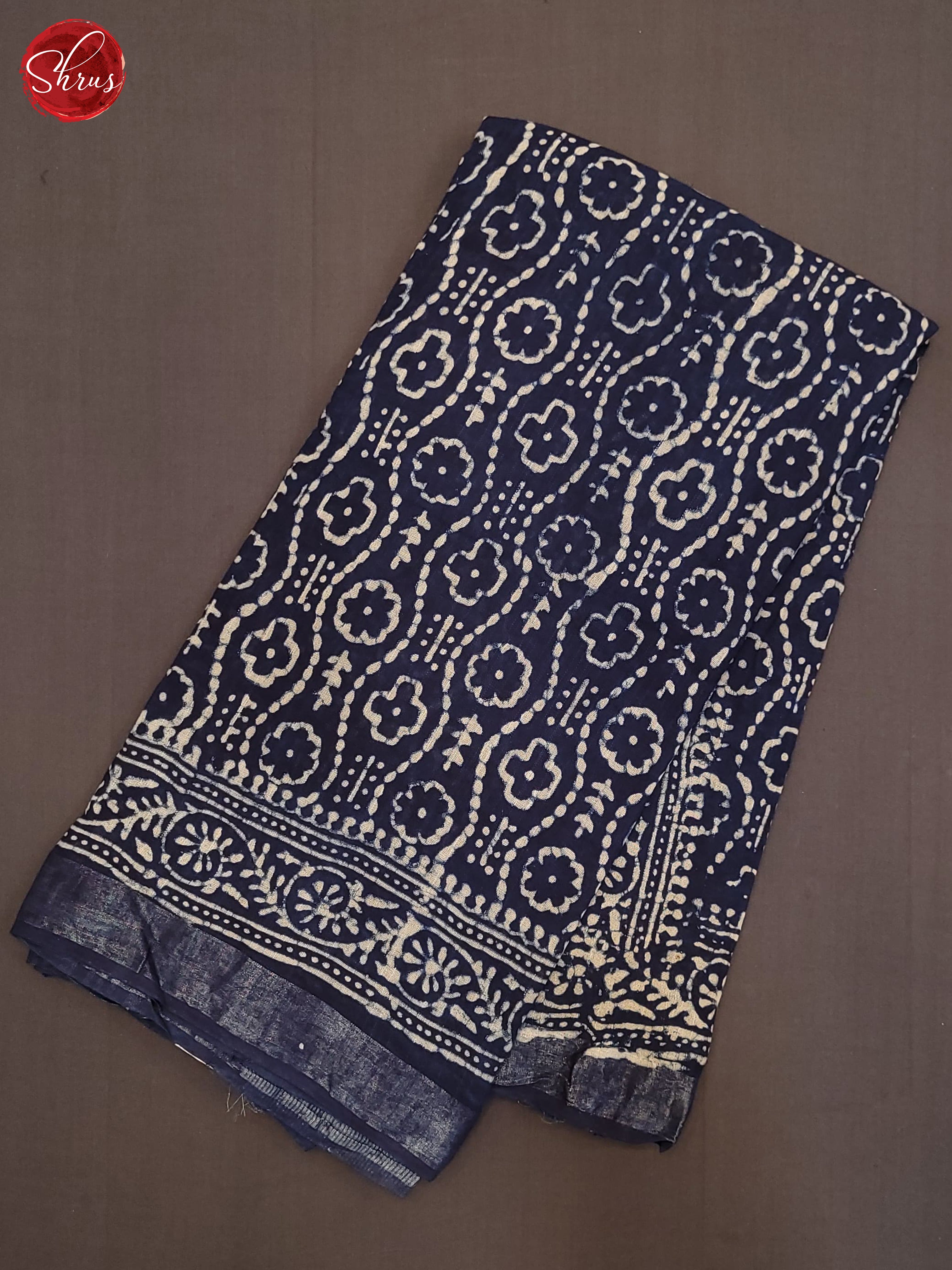 Blue (Single Tone) - Linen Cotton Saree - Shop on ShrusEternity.com