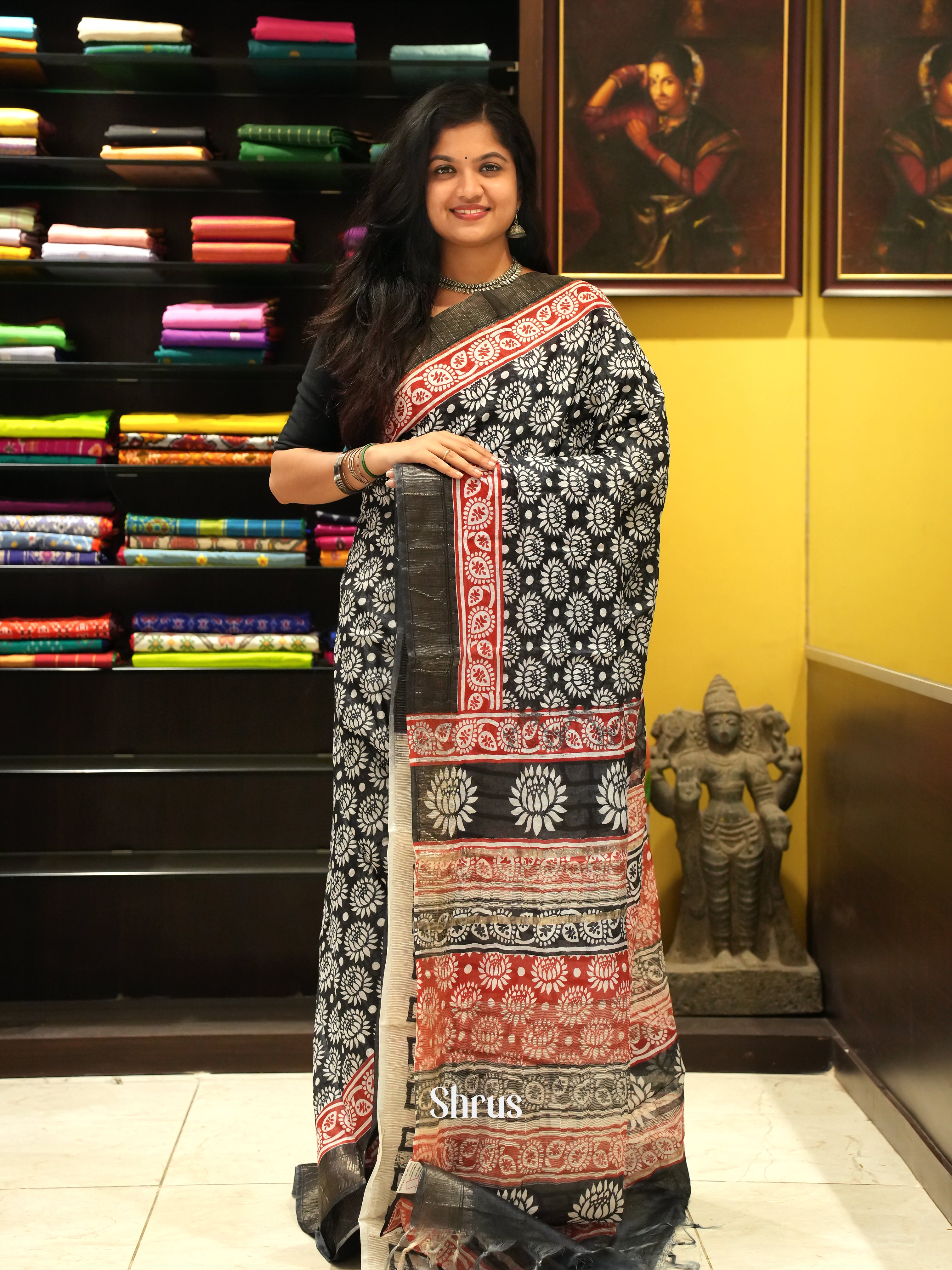 Black & White- Jaipur cotton Saree