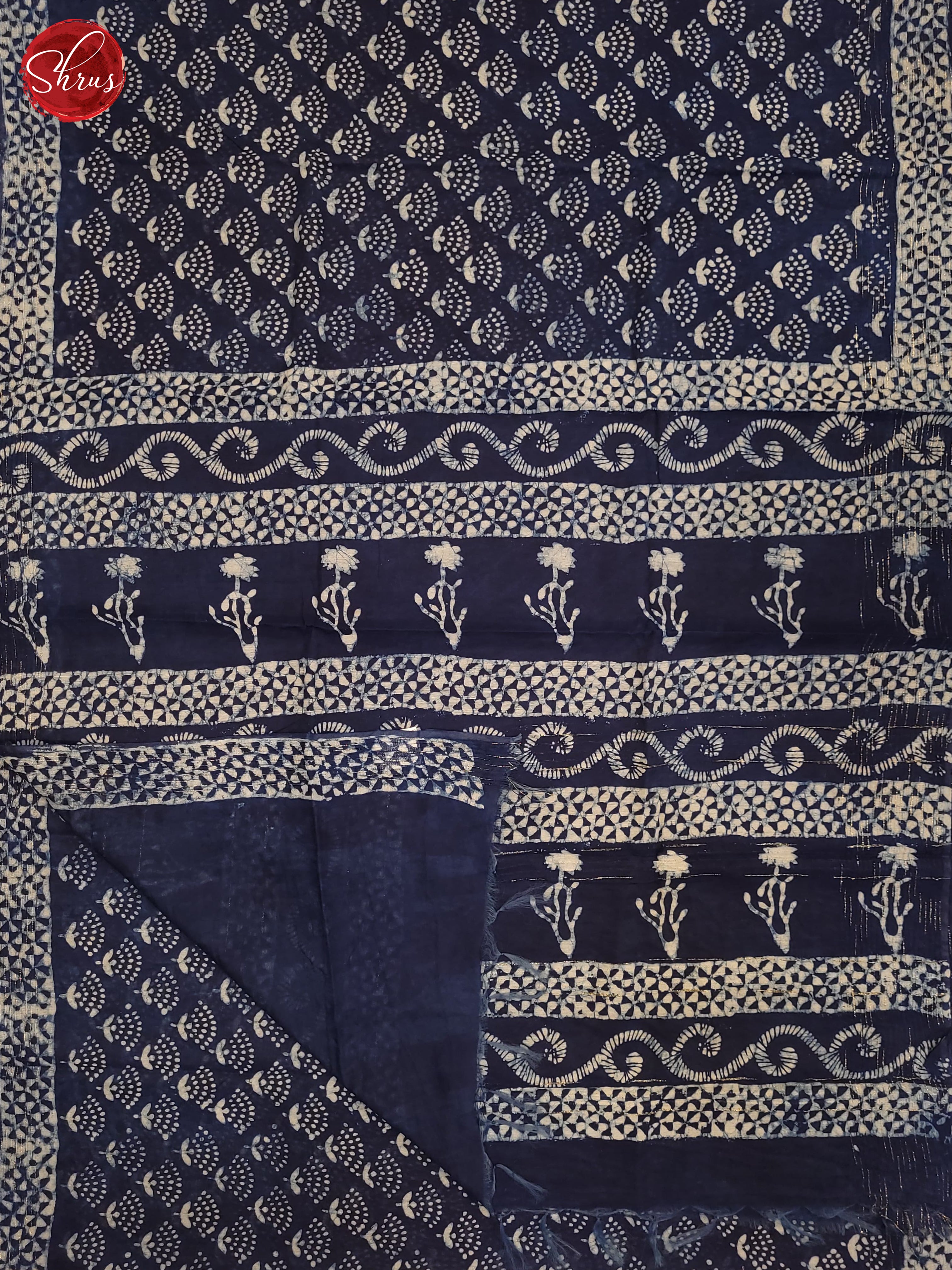 Navy Blue(Single Tone) - Jaipur cotton Saree - Shop on ShrusEternity.com